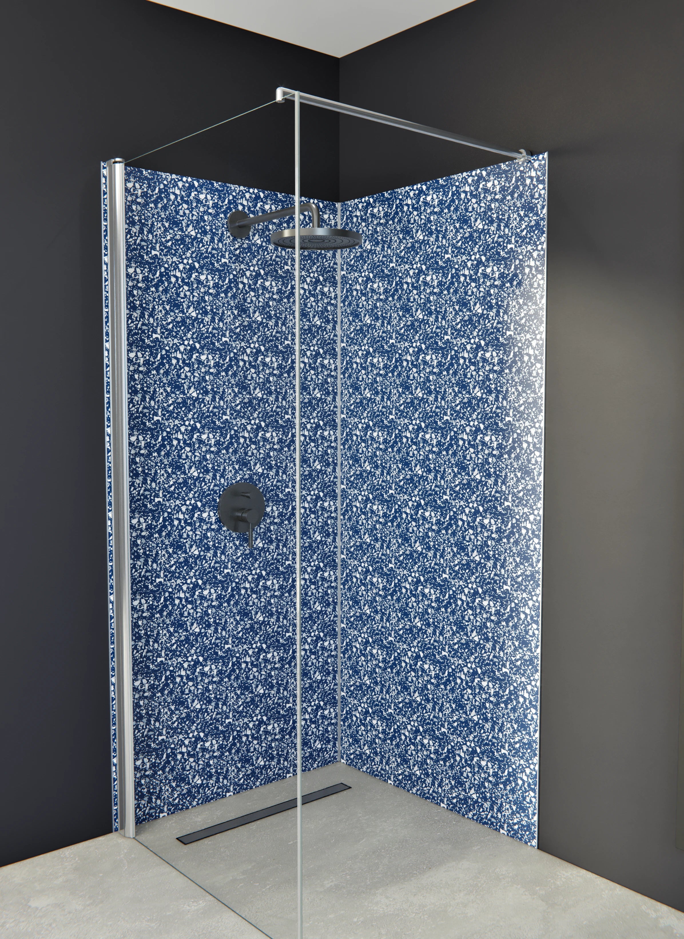 Duschrückwand - Pietre - Terrazzo - Blu notte