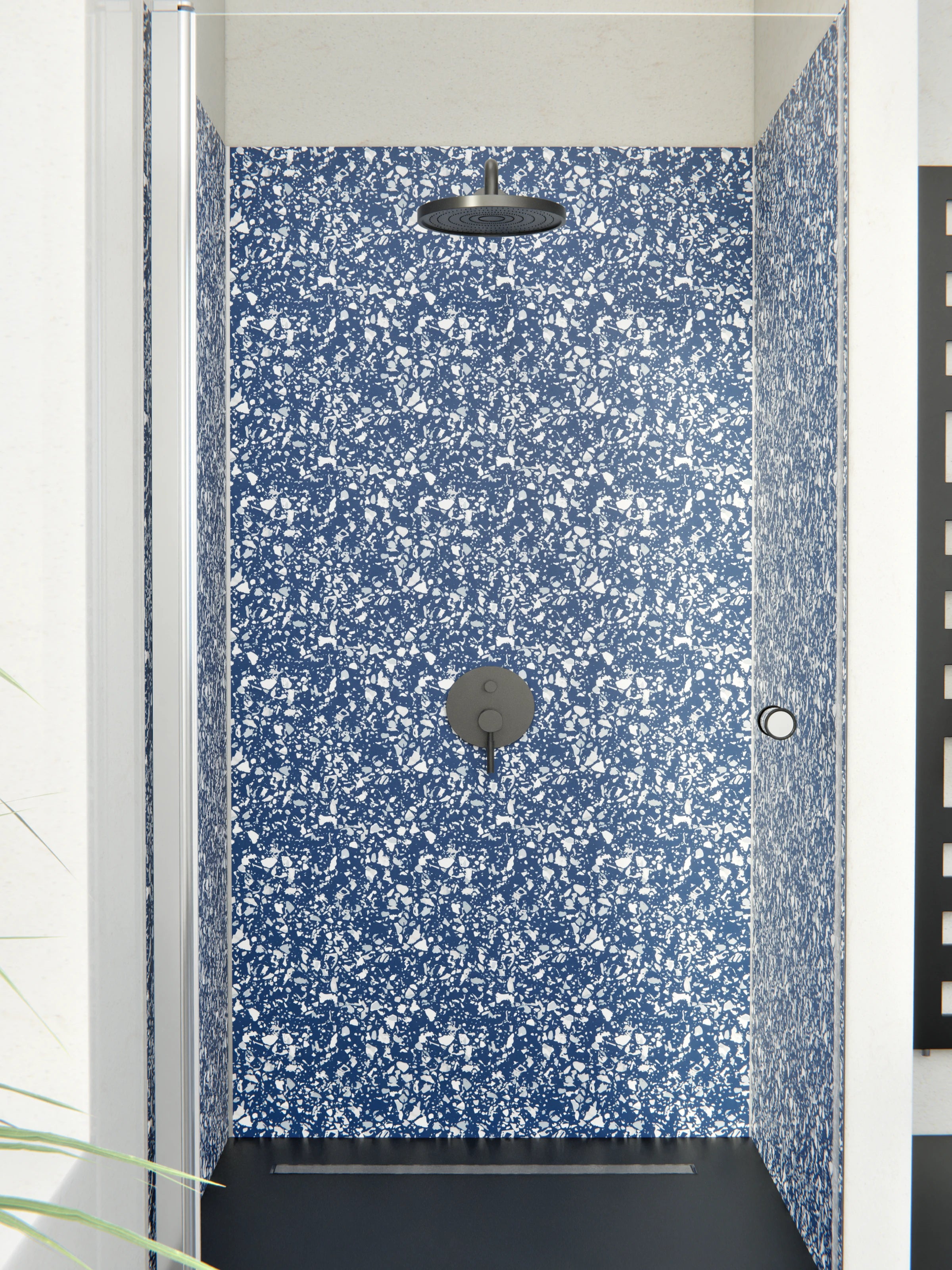 Duschrückwand - Pietre - Terrazzo - Blu notte