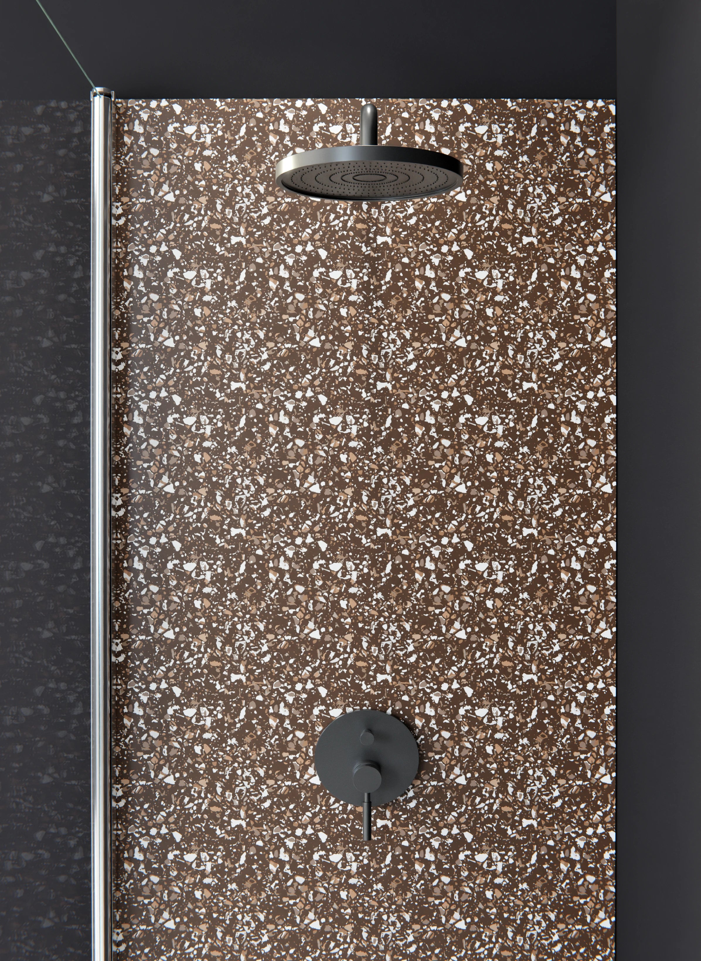 Duschrückwand - Pietre - Terrazzo - Caffè