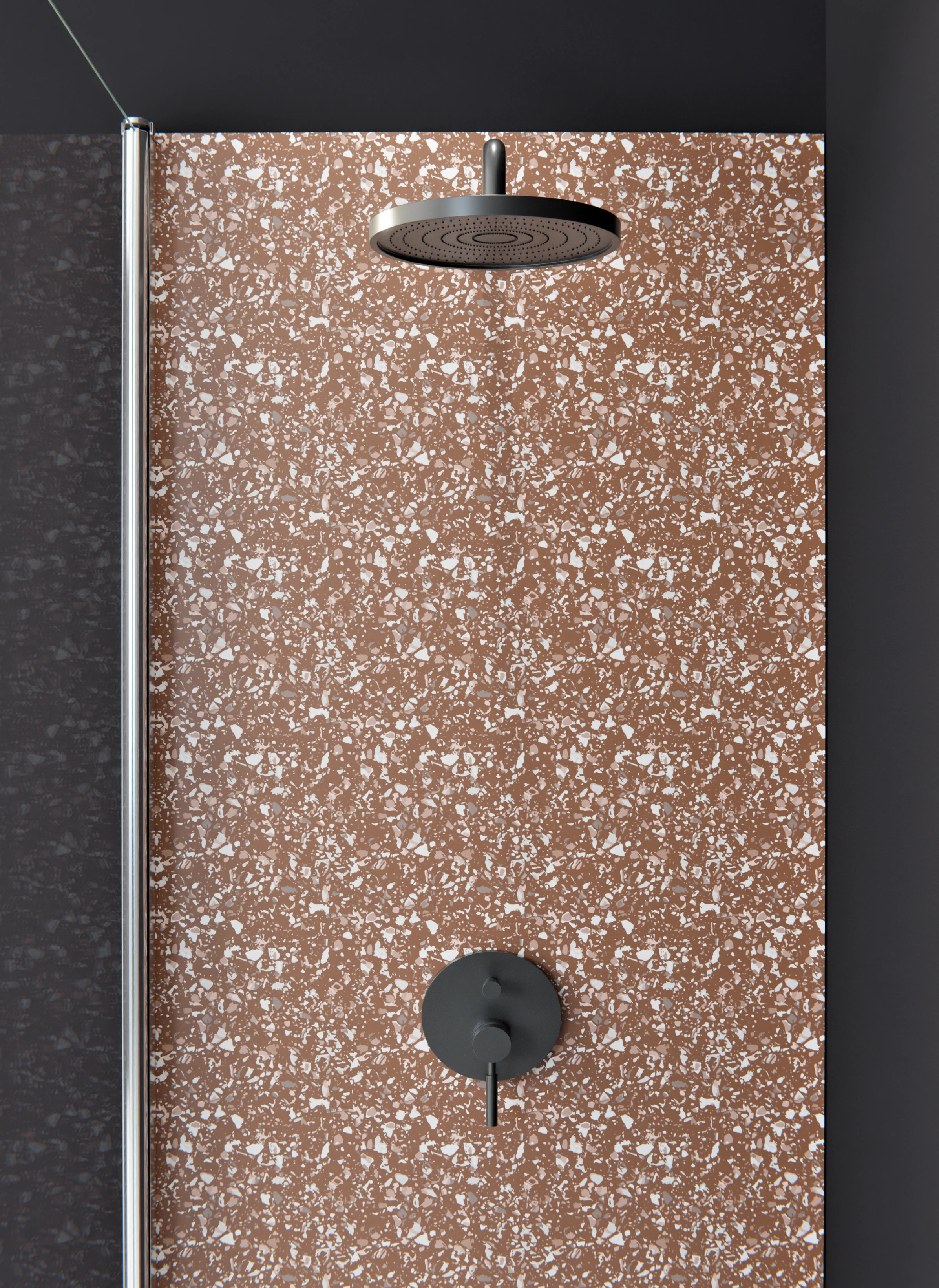 Duschrückwand - Pietre - Terrazzo - Cannella