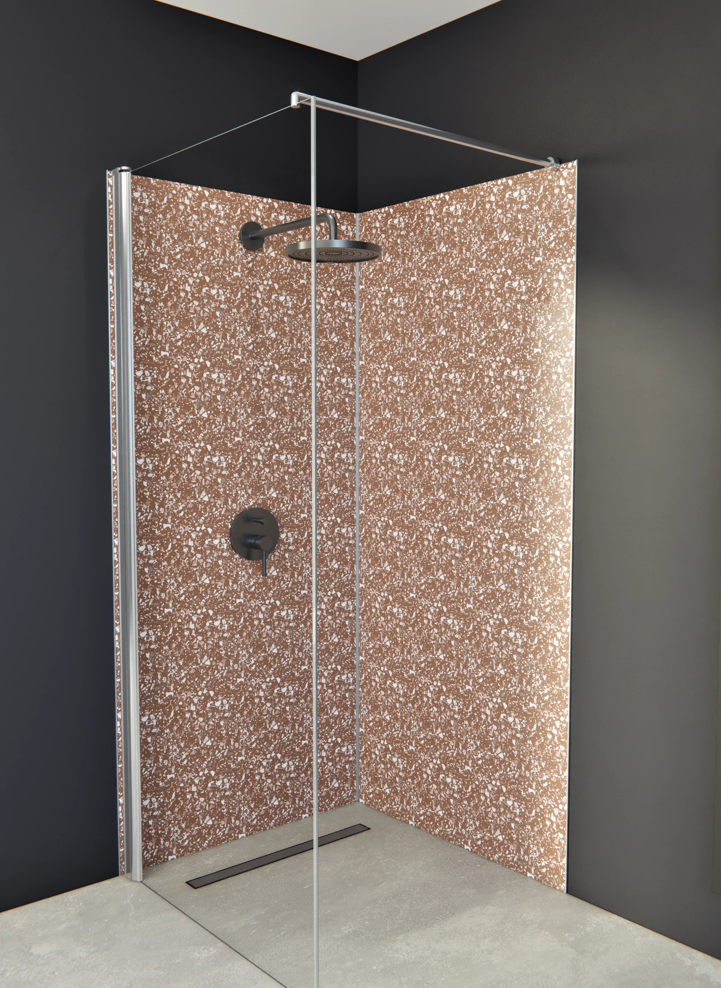 Duschrückwand - Pietre - Terrazzo - Cannella