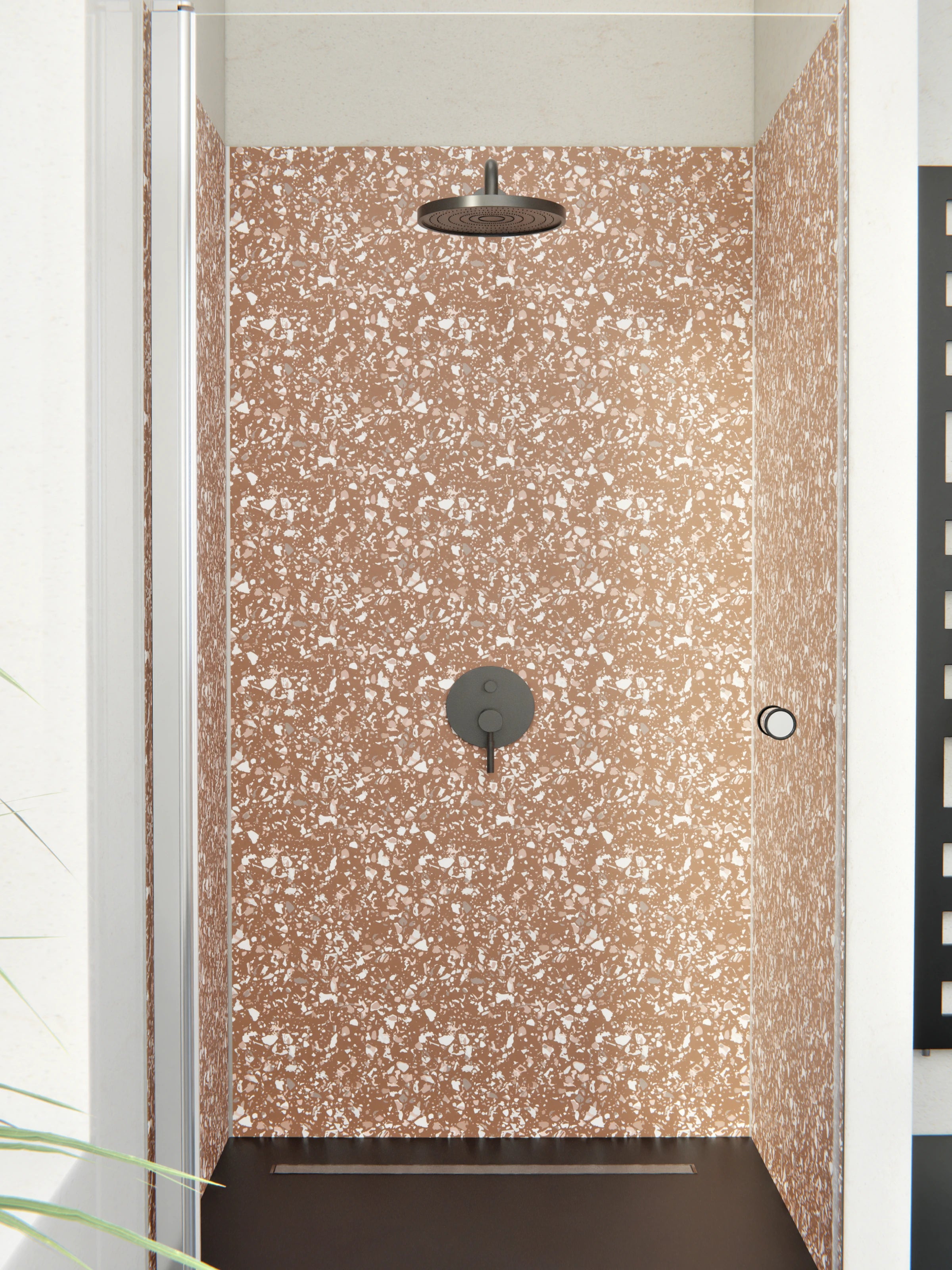 Duschrückwand - Pietre - Terrazzo - Cannella