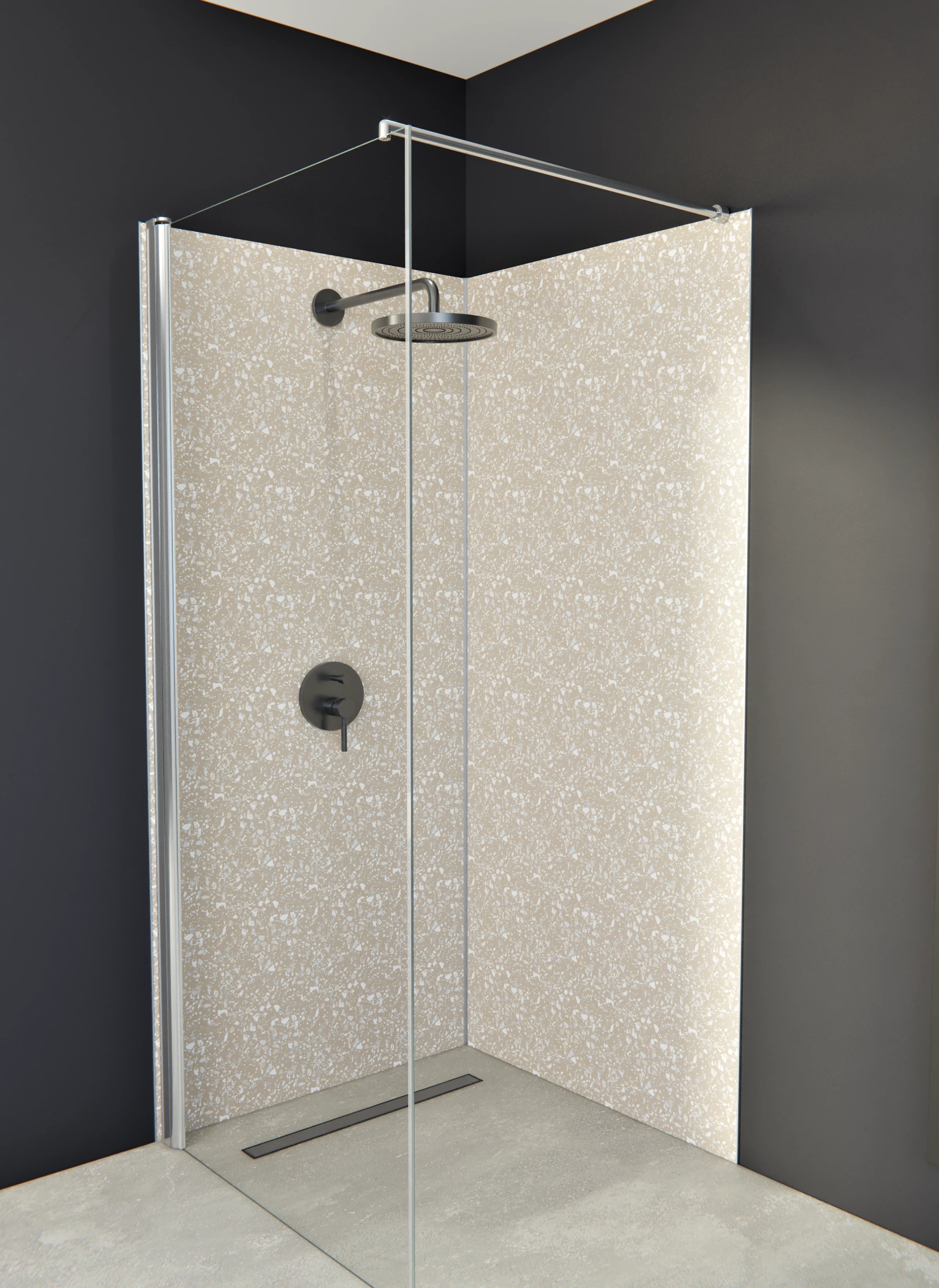 Duschrückwand - Pietre - Terrazzo - Cappuccino