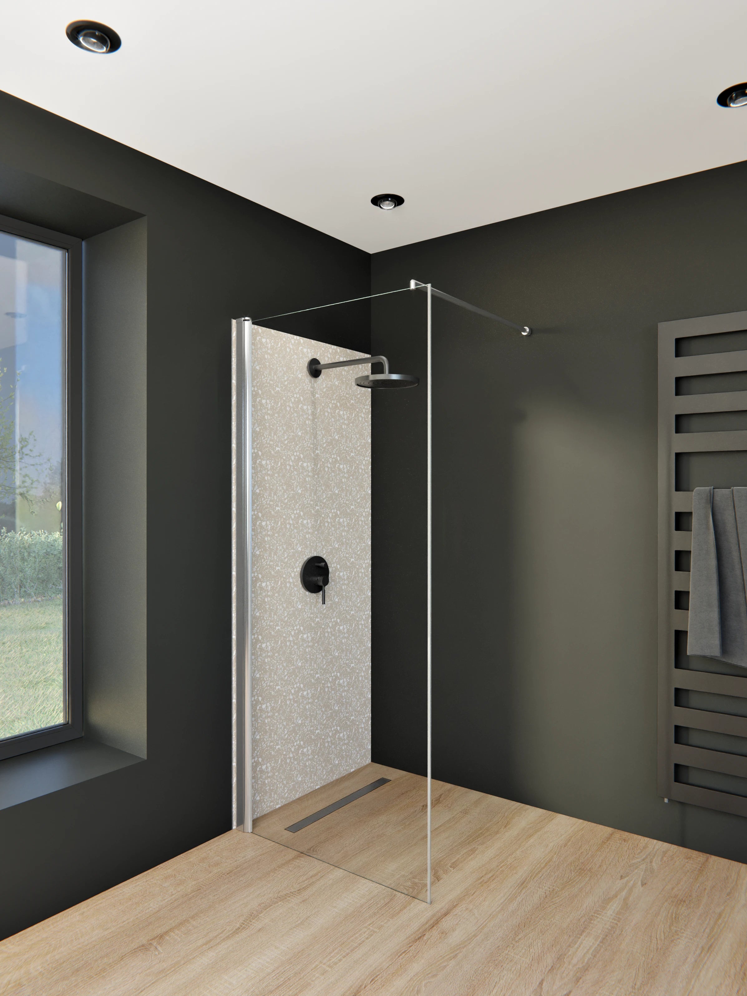 Duschrückwand - Pietre - Terrazzo - Cappuccino