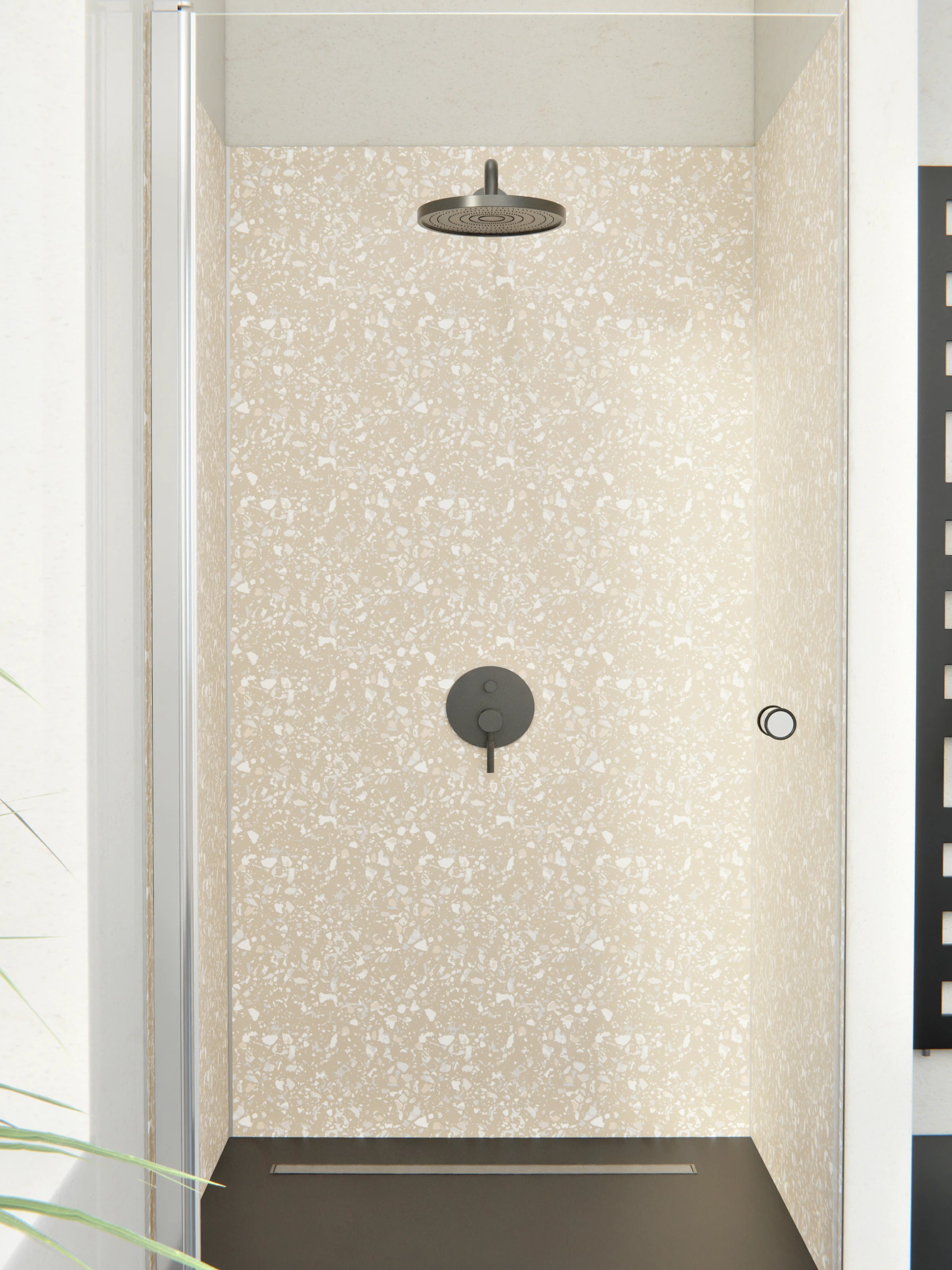 Duschrückwand - Pietre - Terrazzo - Cappuccino