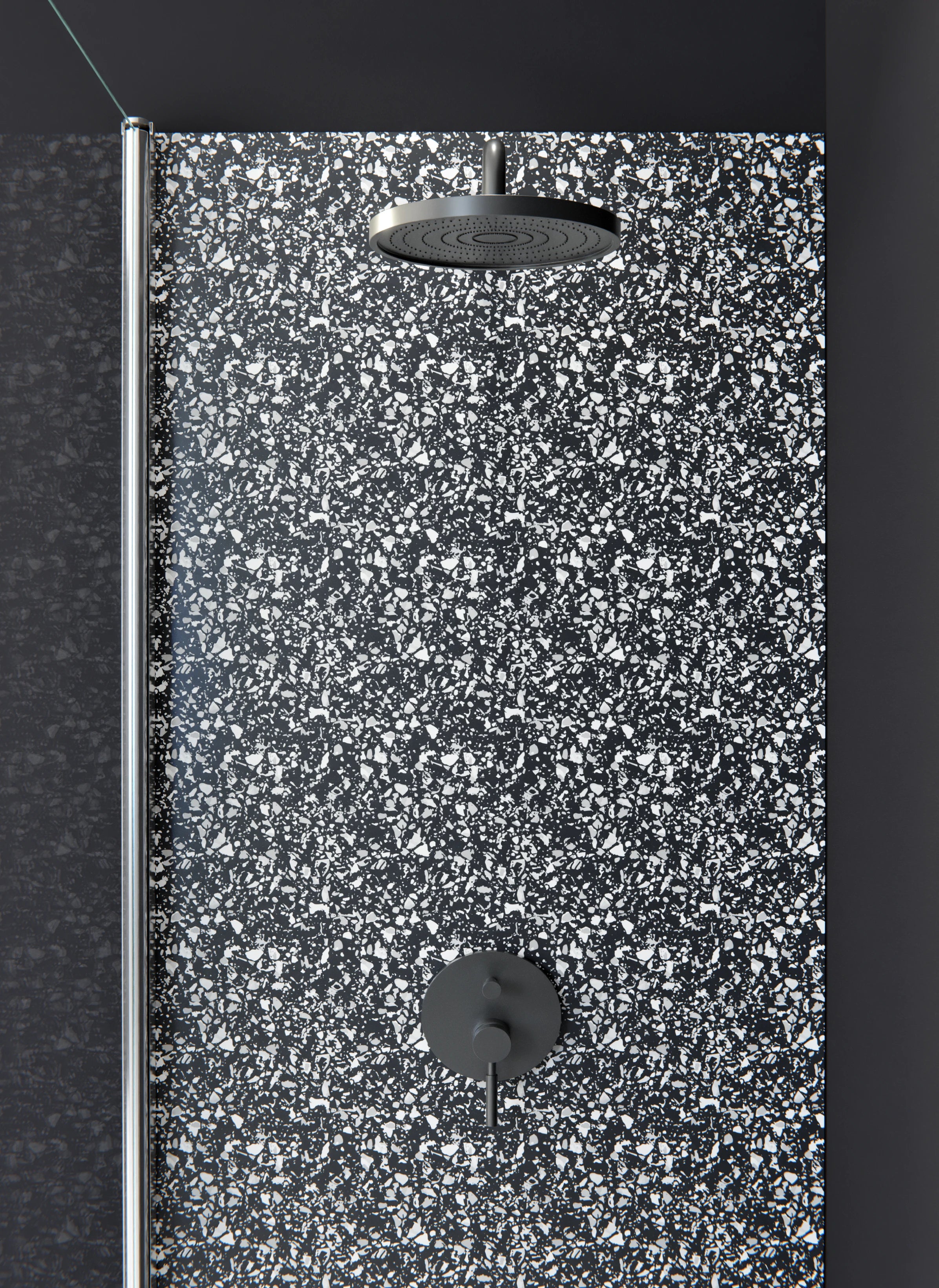 Duschrückwand - Pietre - Terrazzo - Carbone