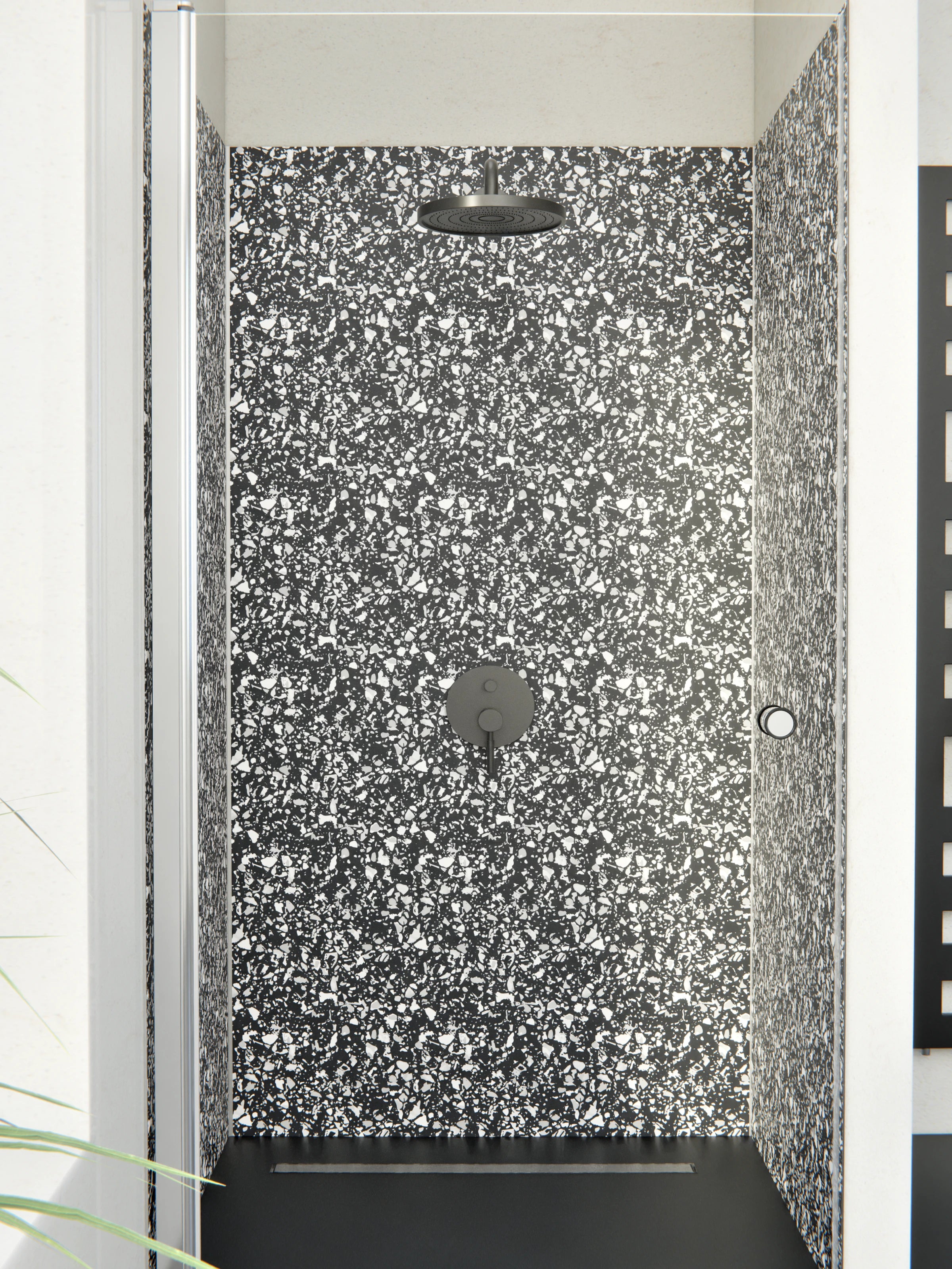 Duschrückwand - Pietre - Terrazzo - Carbone
