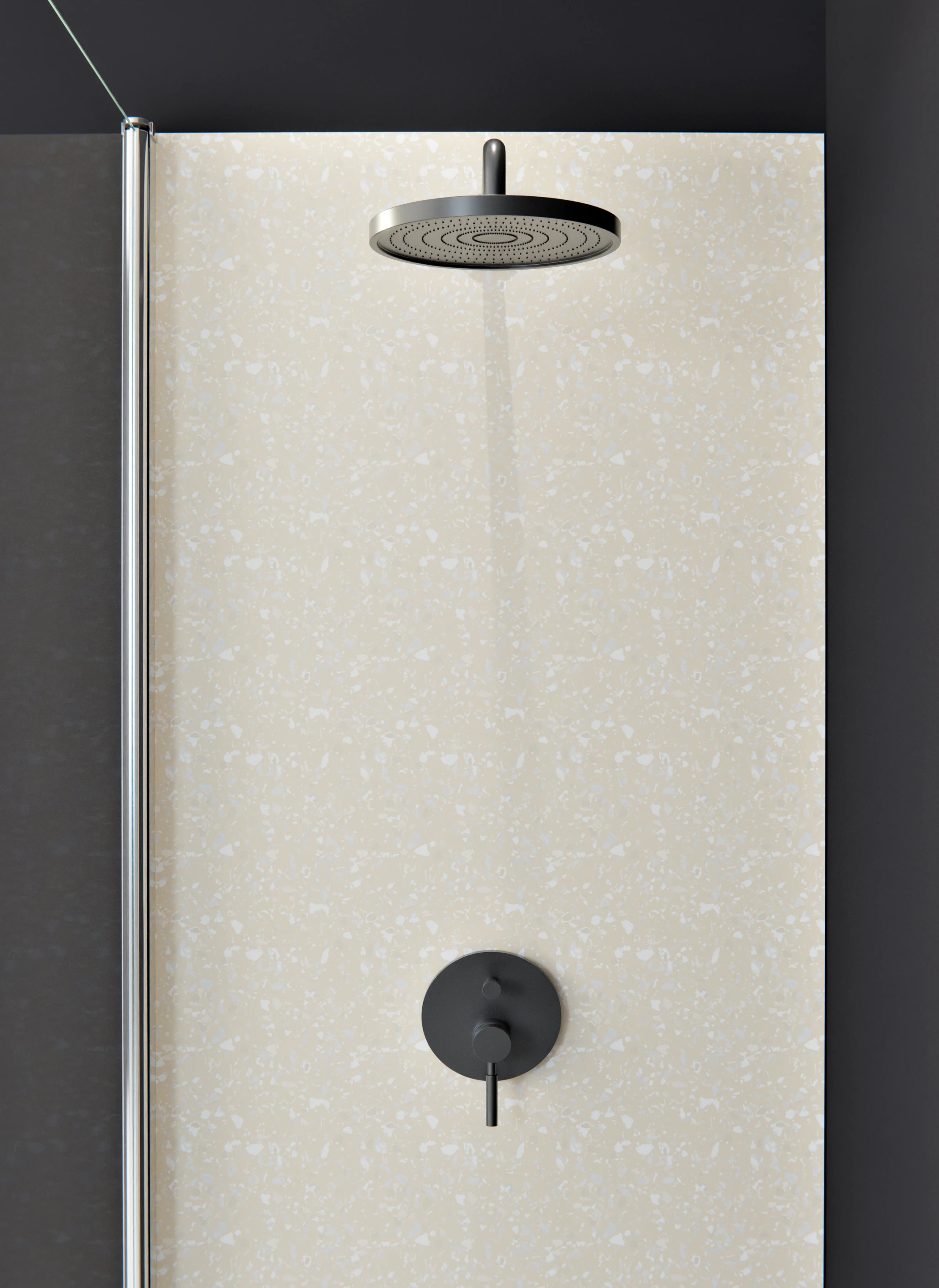 Duschrückwand - Pietre - Terrazzo - Crema