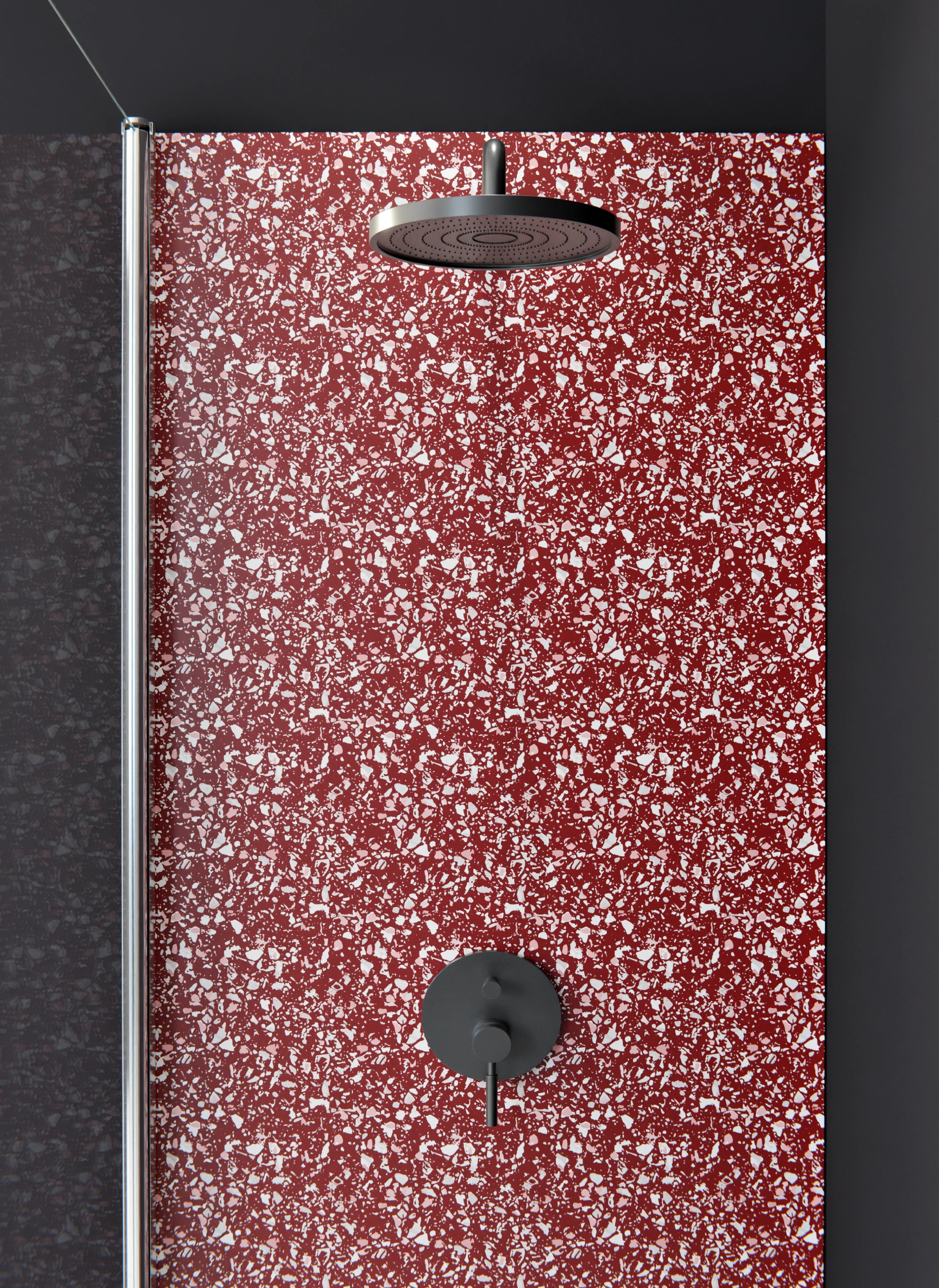 Duschrückwand - Pietre - Terrazzo - Granata