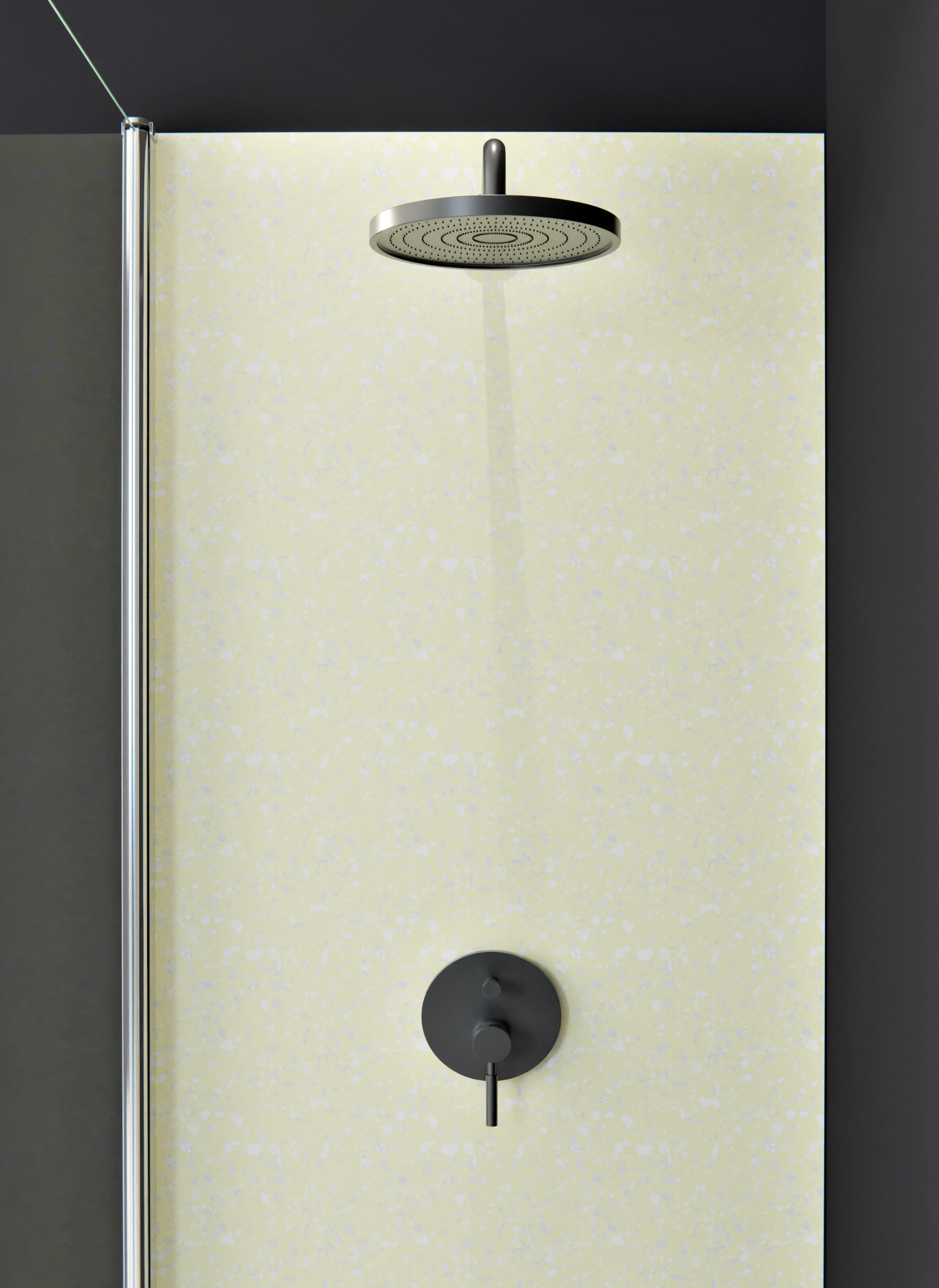 Duschrückwand - Pietre - Terrazzo - Limone crema