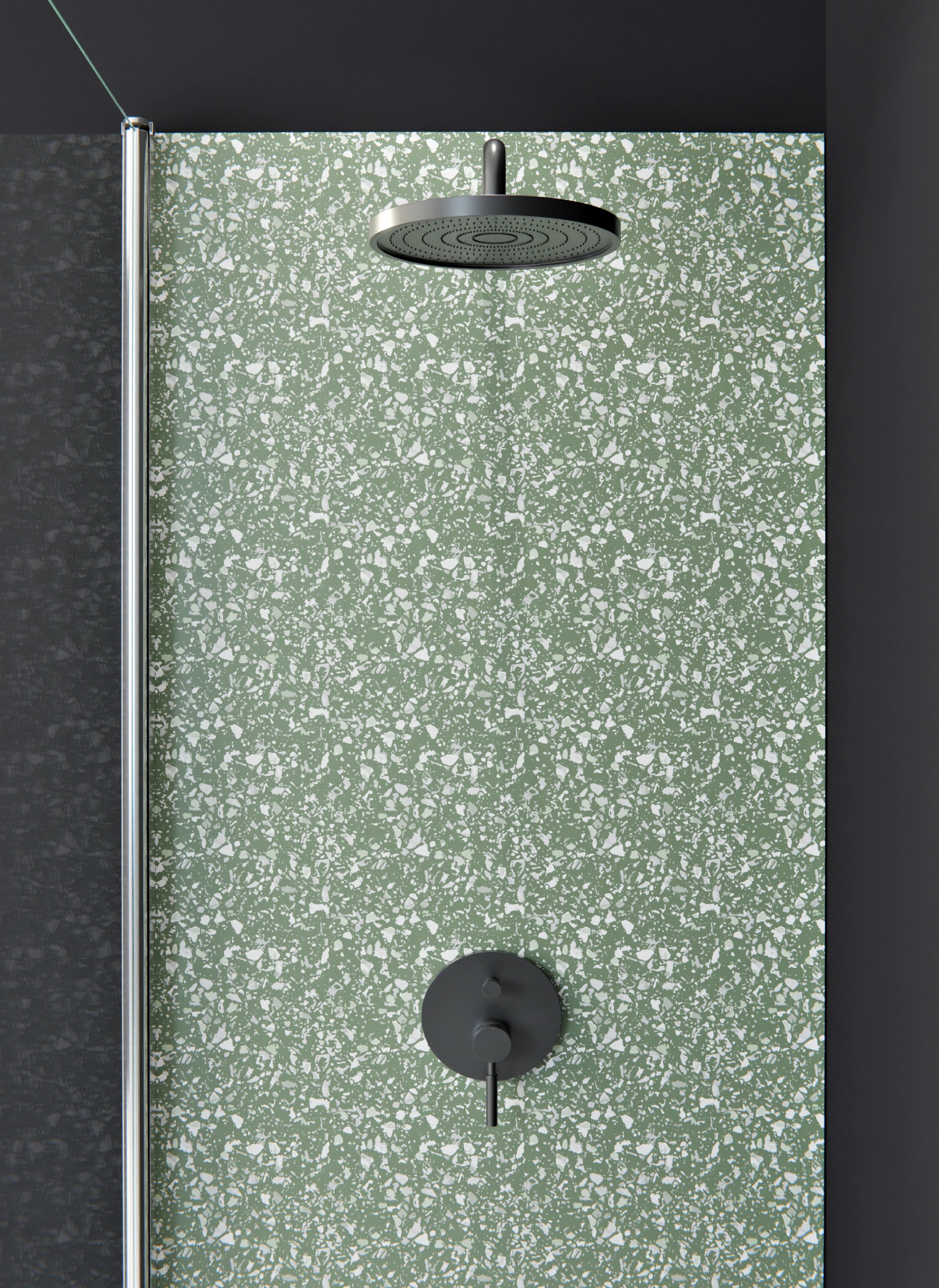 Duschrückwand - Pietre - Terrazzo - Oliva
