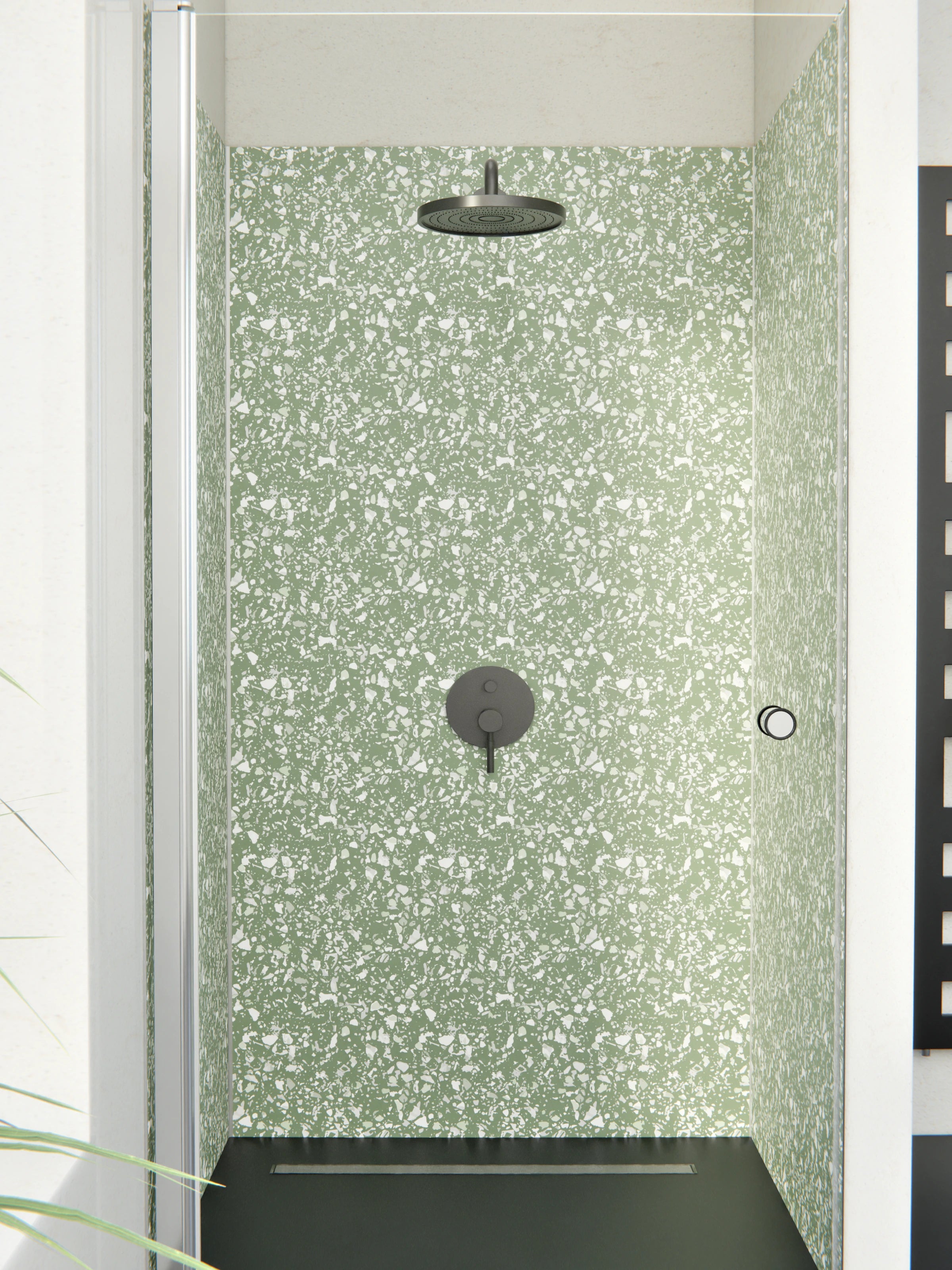 Duschrückwand - Pietre - Terrazzo - Oliva