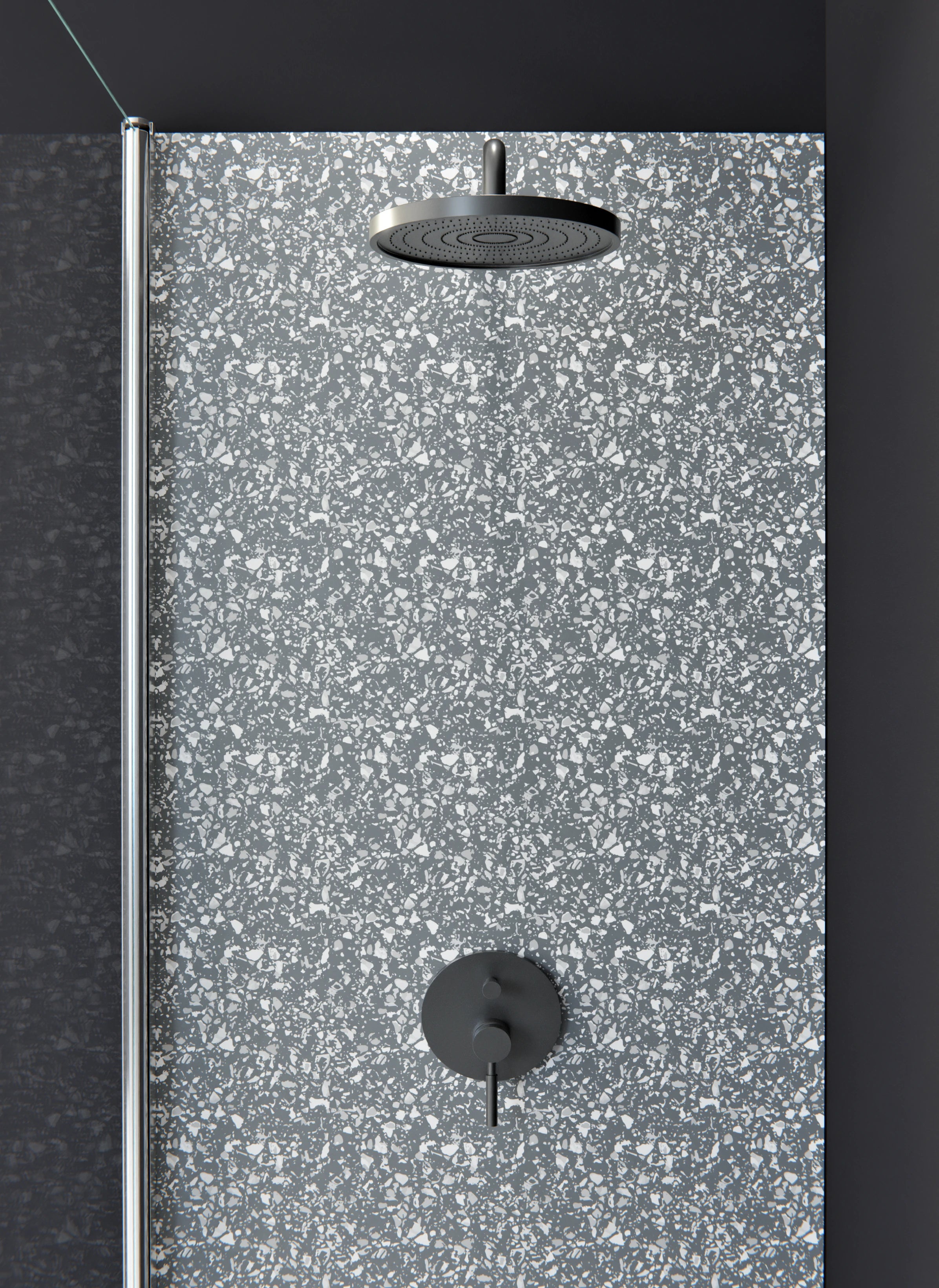 Duschrückwand - Pietre - Terrazzo - Piombo