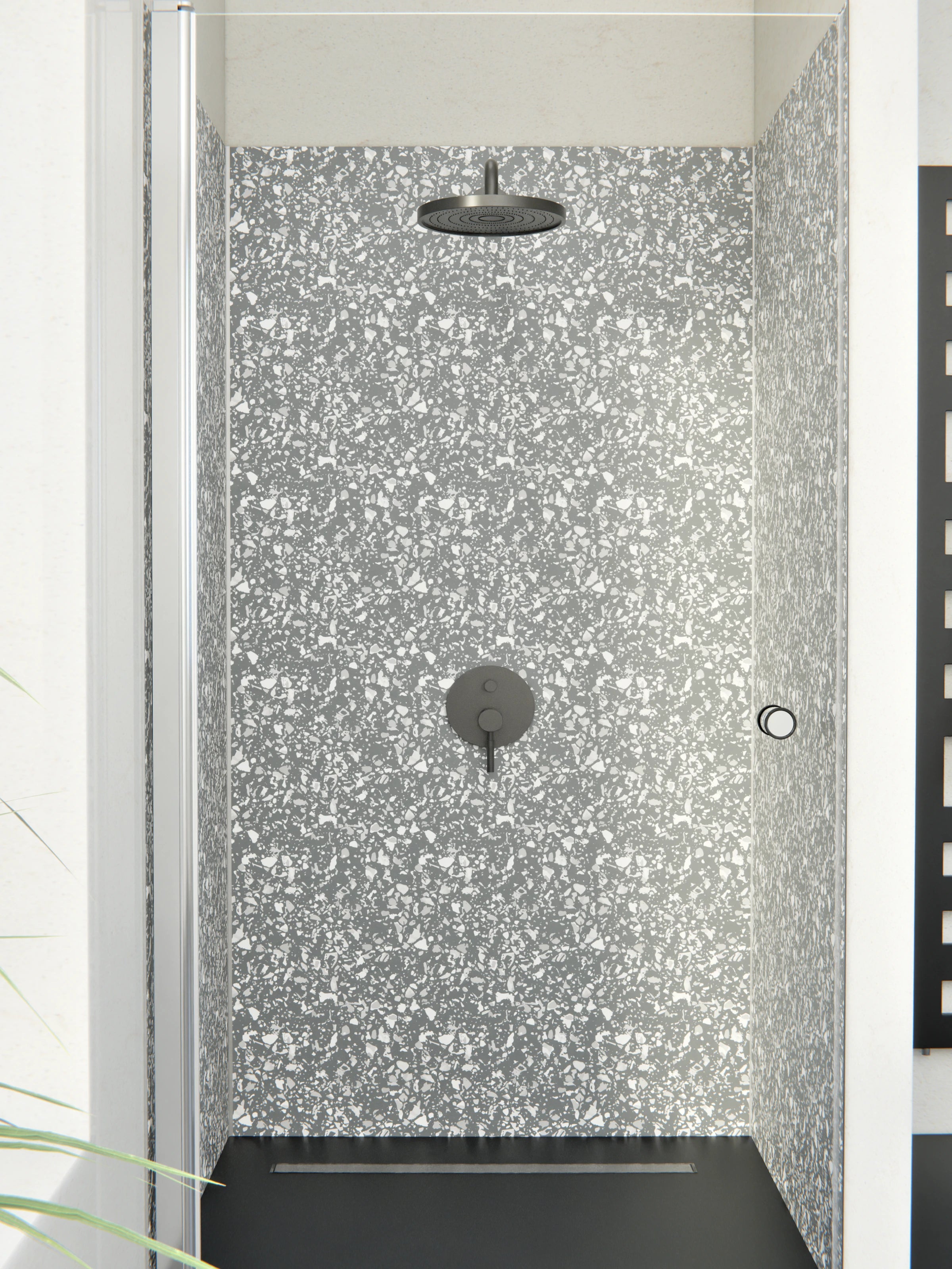 Duschrückwand - Pietre - Terrazzo - Piombo