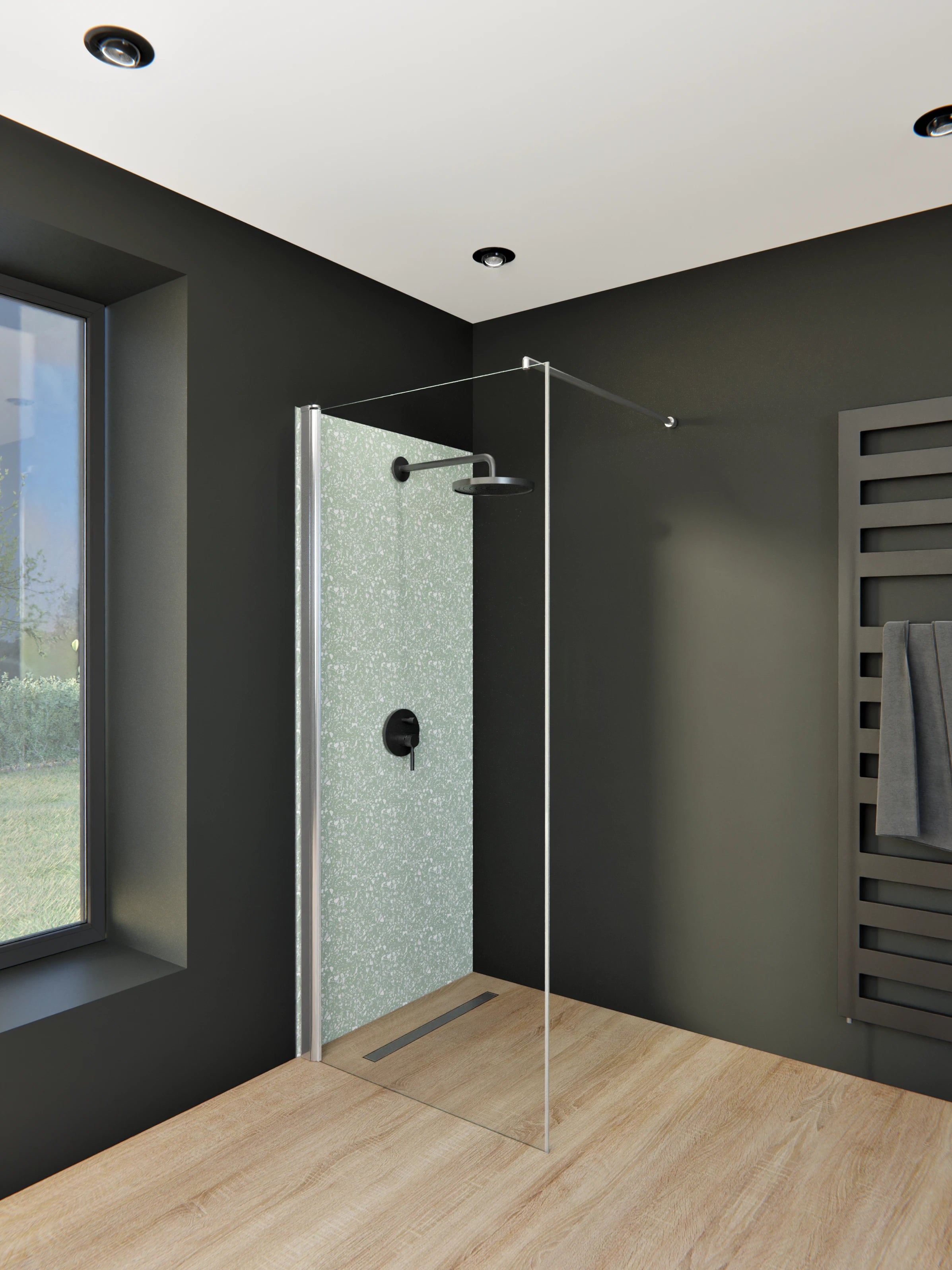 Duschrückwand - Pietre - Terrazzo - Salvia