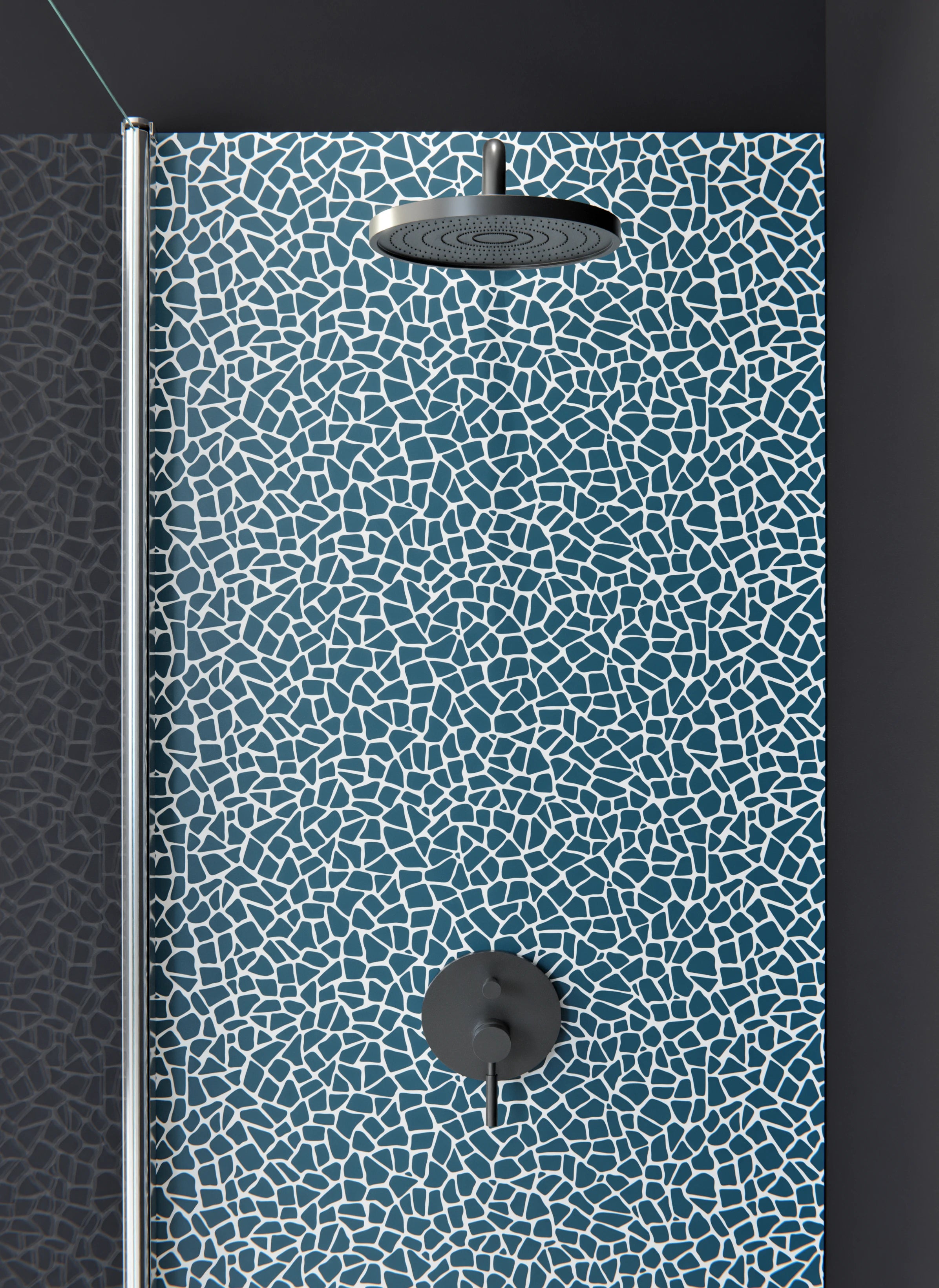Duschrückwand - Pietre - Tessere - Blu Petrolio