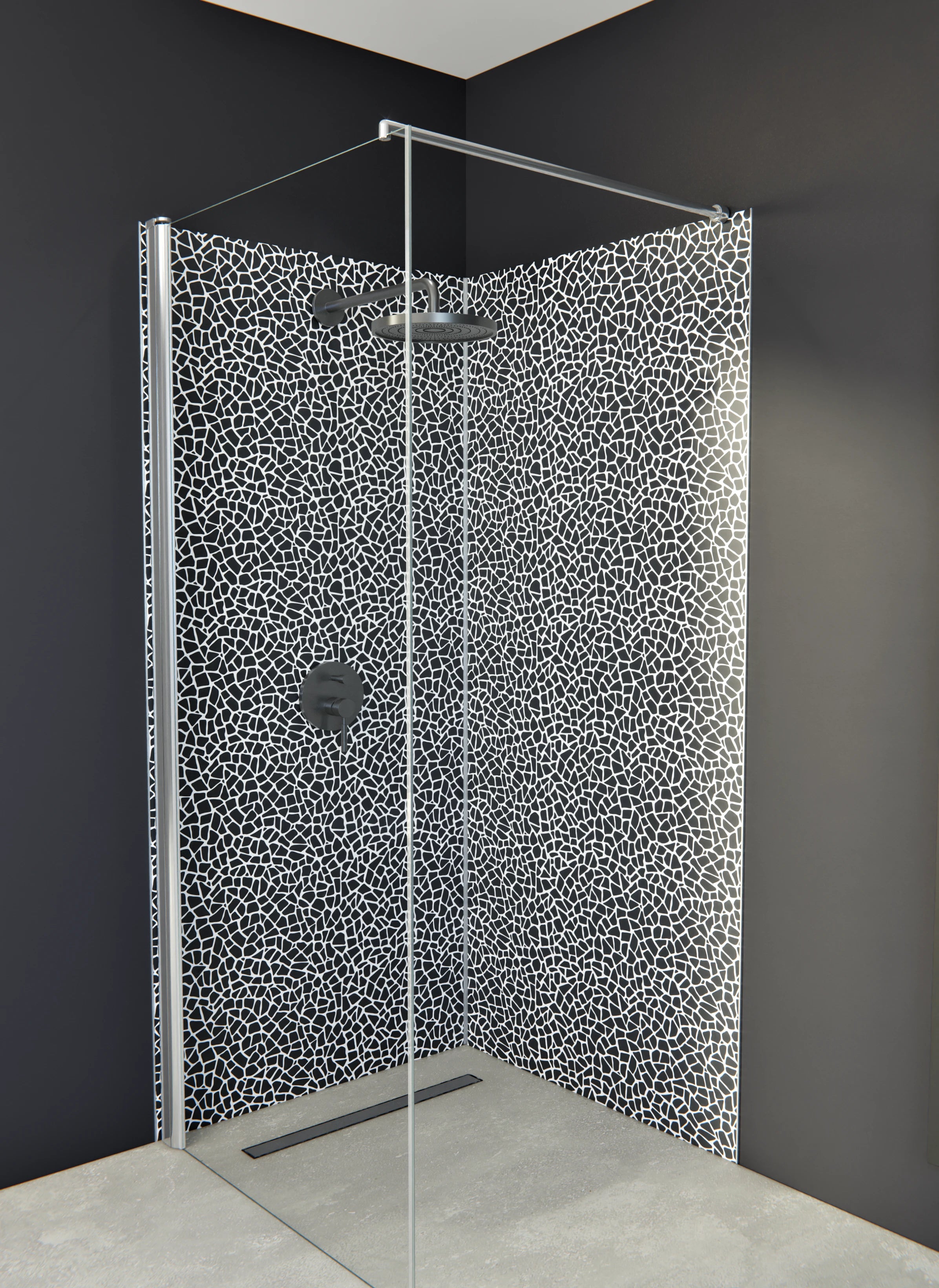 Duschrückwand - Pietre - Tessere - Carbone