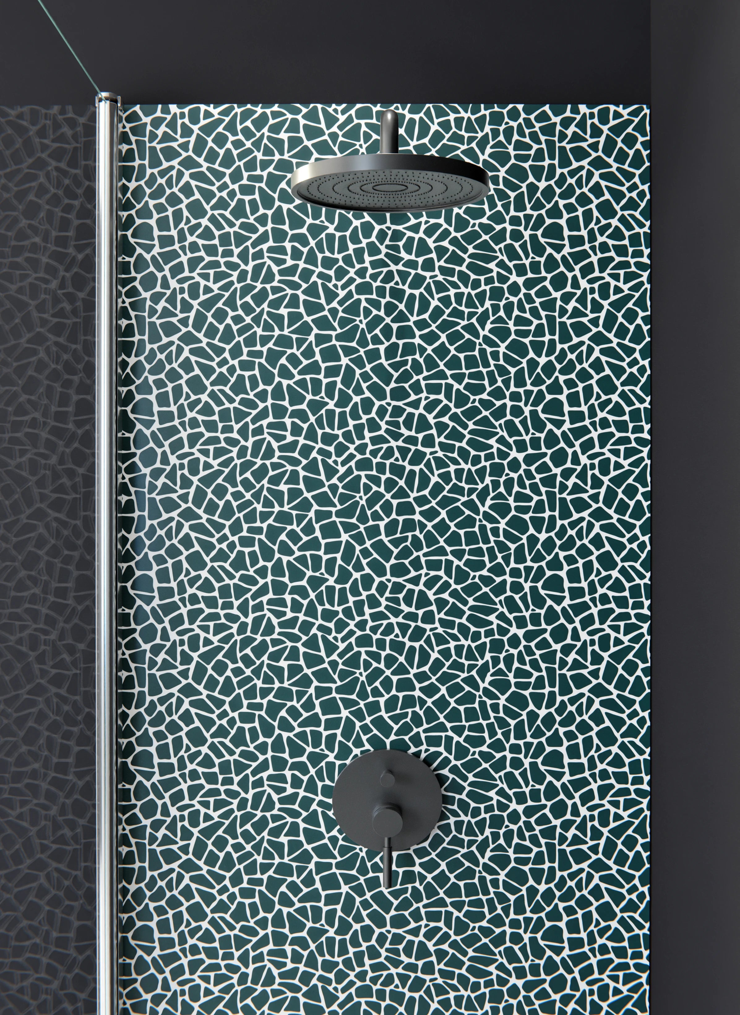 Duschrückwand - Pietre - Tessere - Verde petrolio