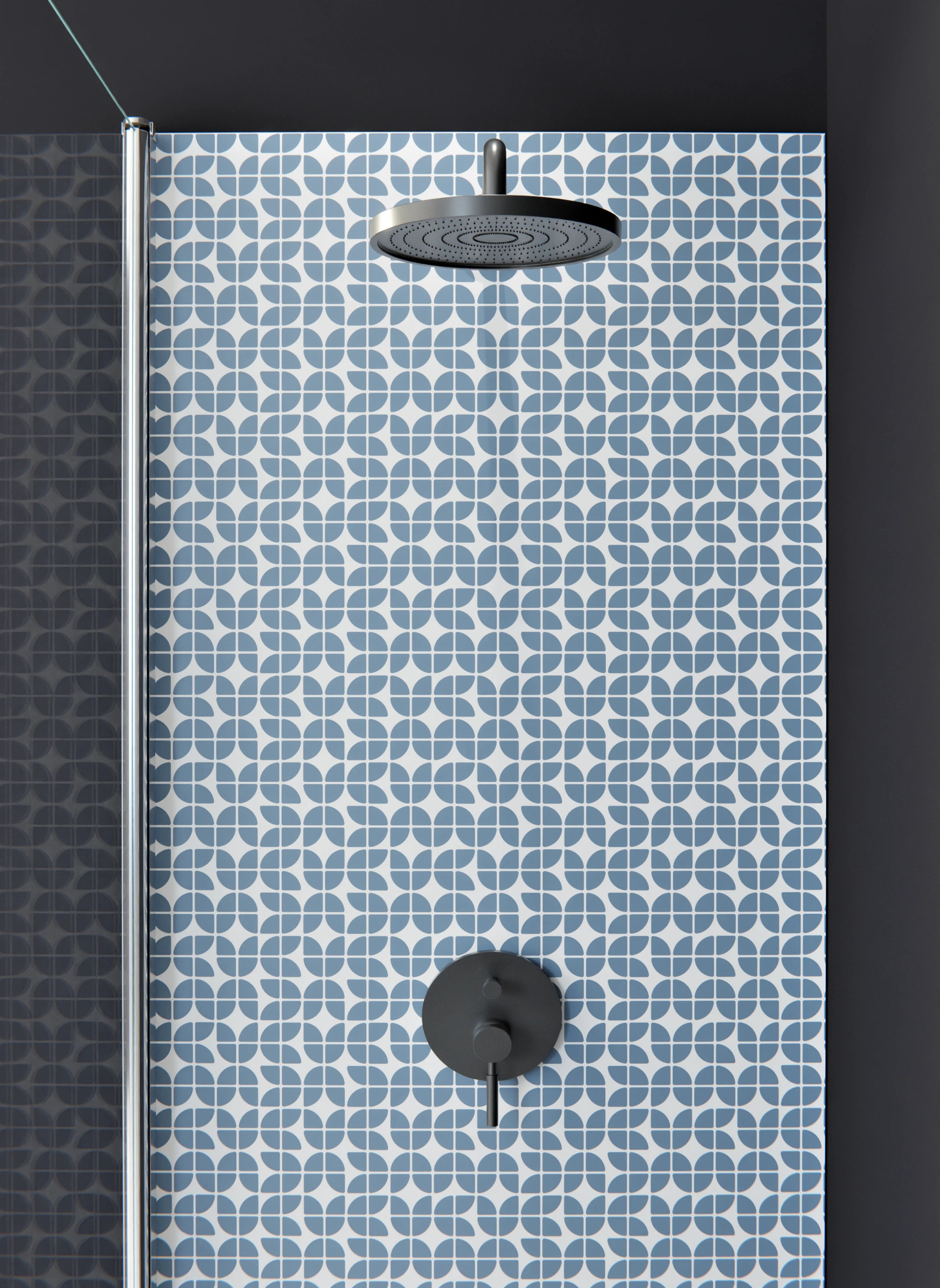 Duschrückwand - Retro - Grazia - Azzurro polvere