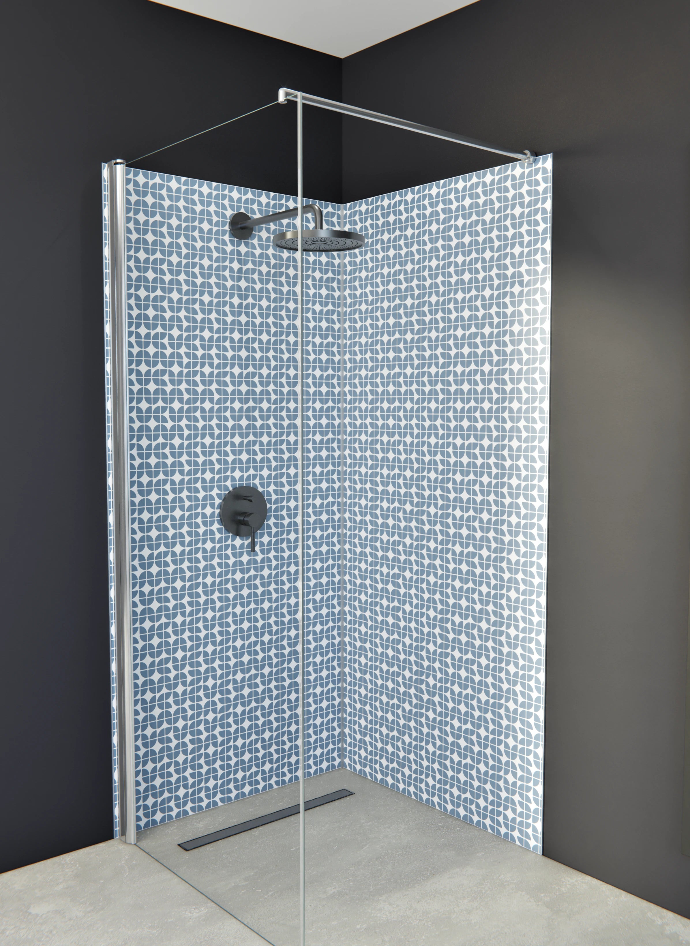 Duschrückwand - Retro - Grazia - Azzurro polvere