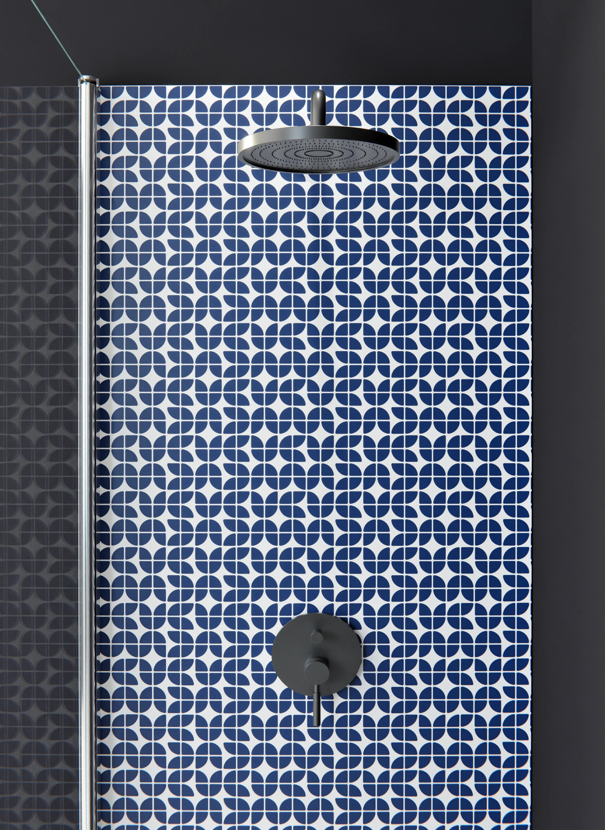 Duschrückwand - Retro - Grazia - Blu notte