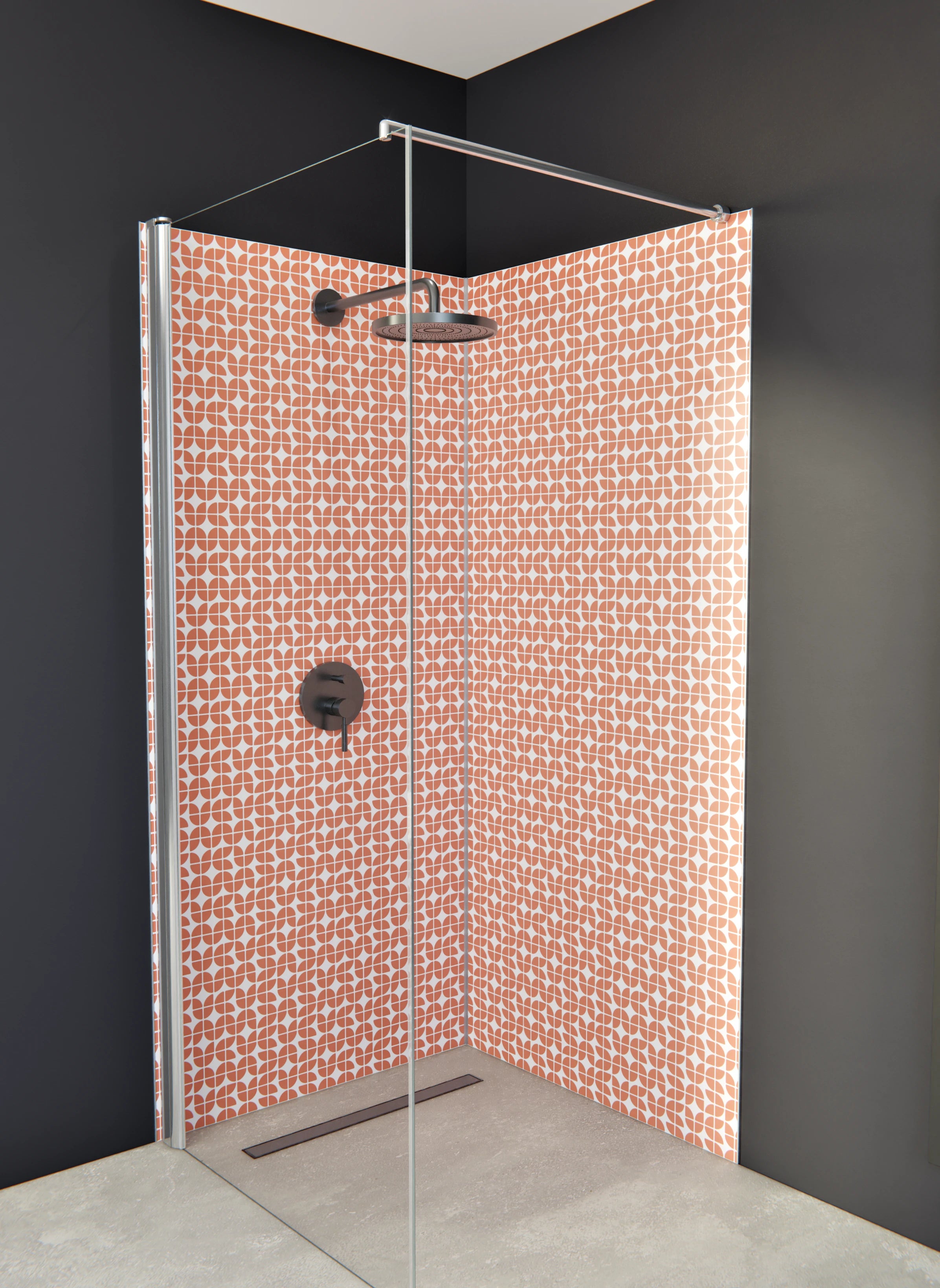 Duschrückwand - Retro - Grazia - Terracotta