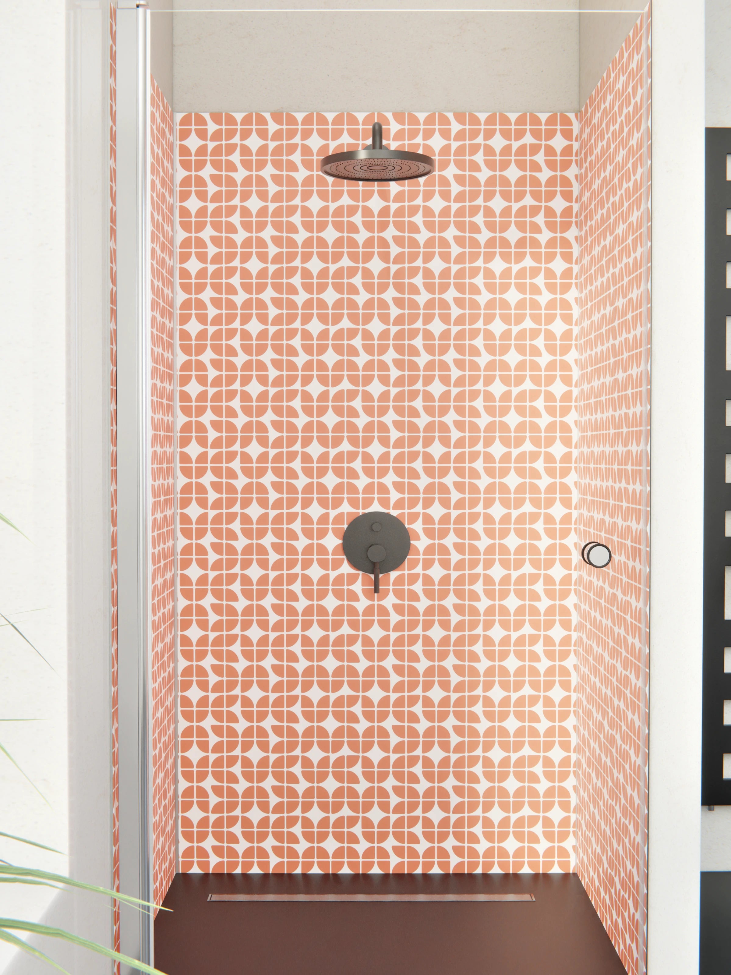 Duschrückwand - Retro - Grazia - Terracotta