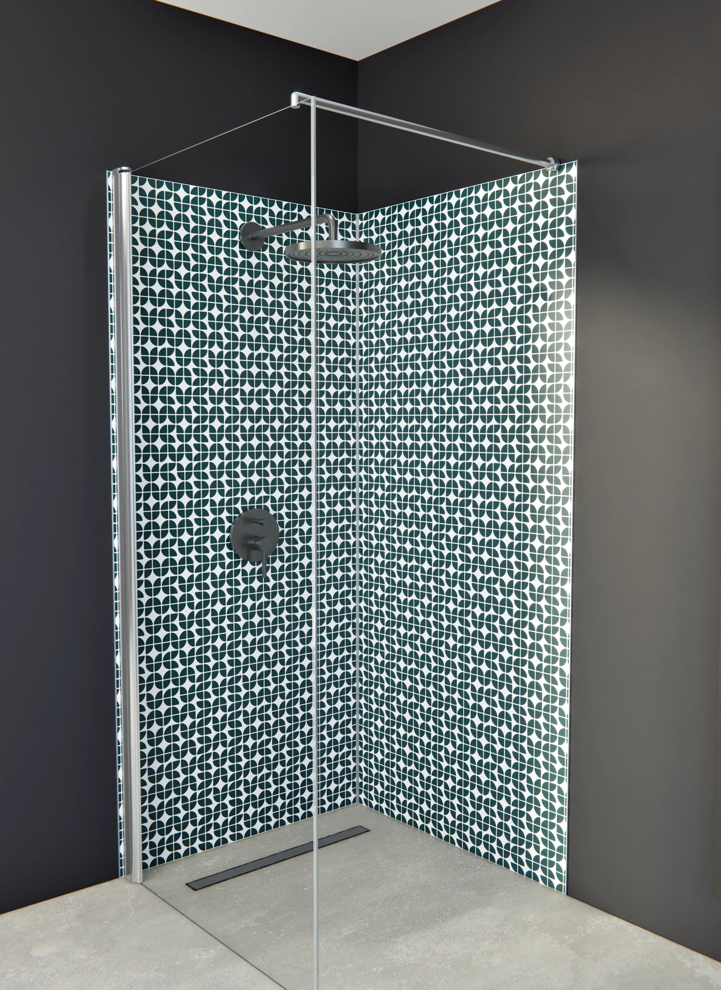 Duschrückwand - Retro - Grazia - Verde petrolio