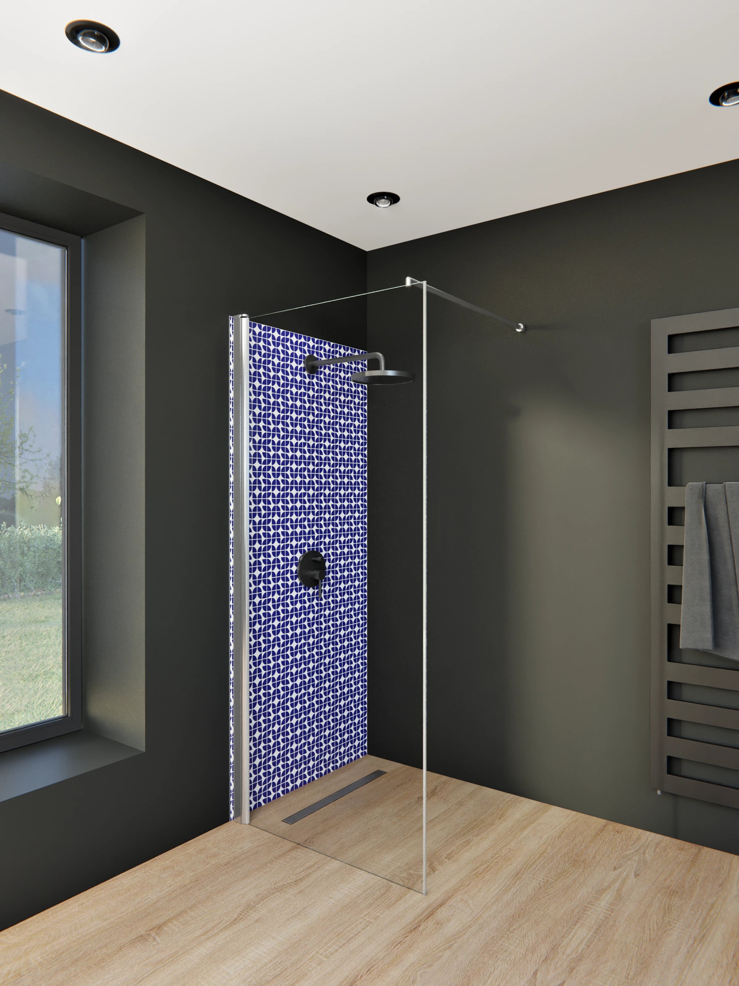 Duschrückwand - Retro - Grazia - Zaffiro