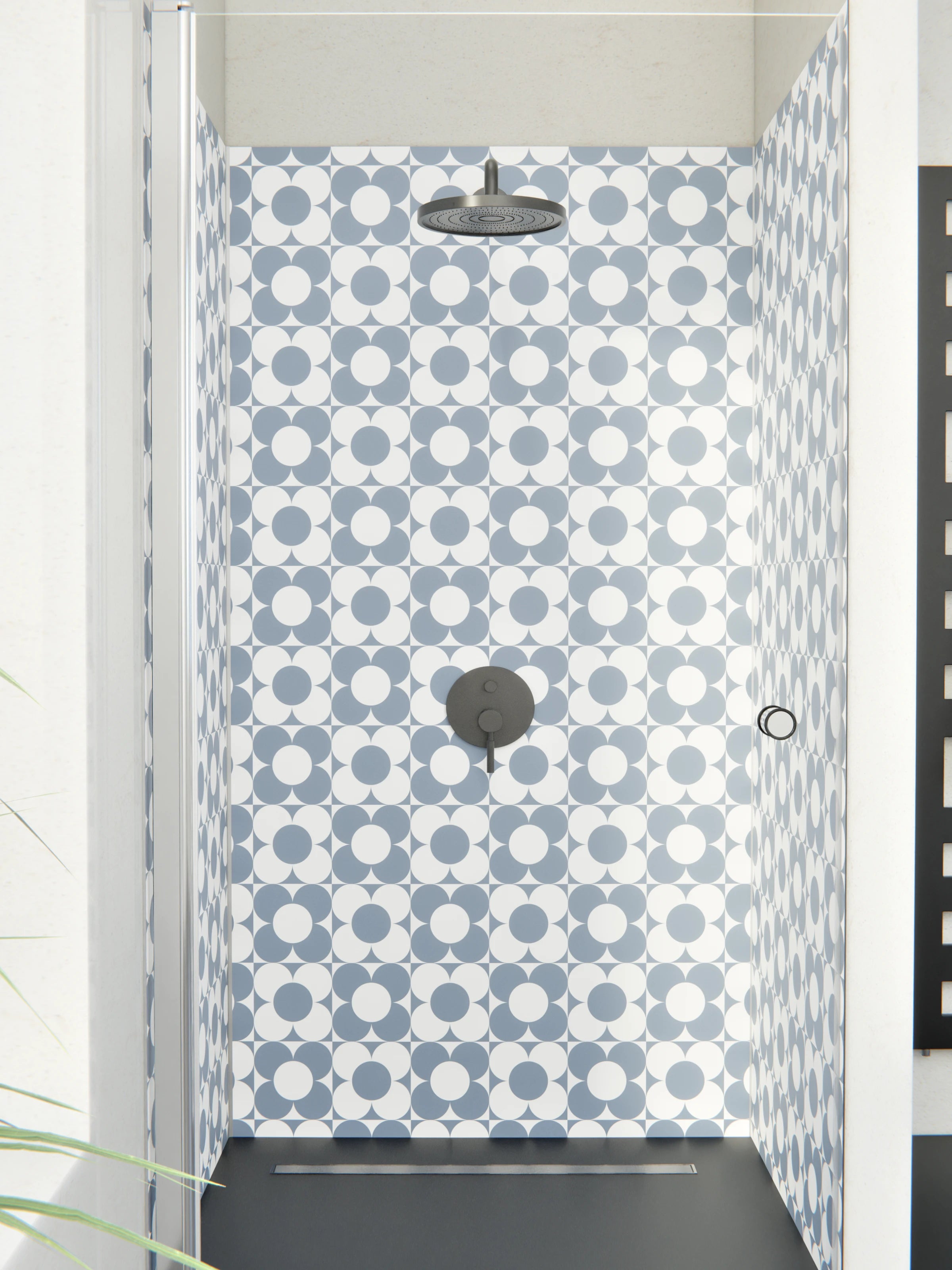Duschrückwand - Retro - Primavera - Azzurro polvere