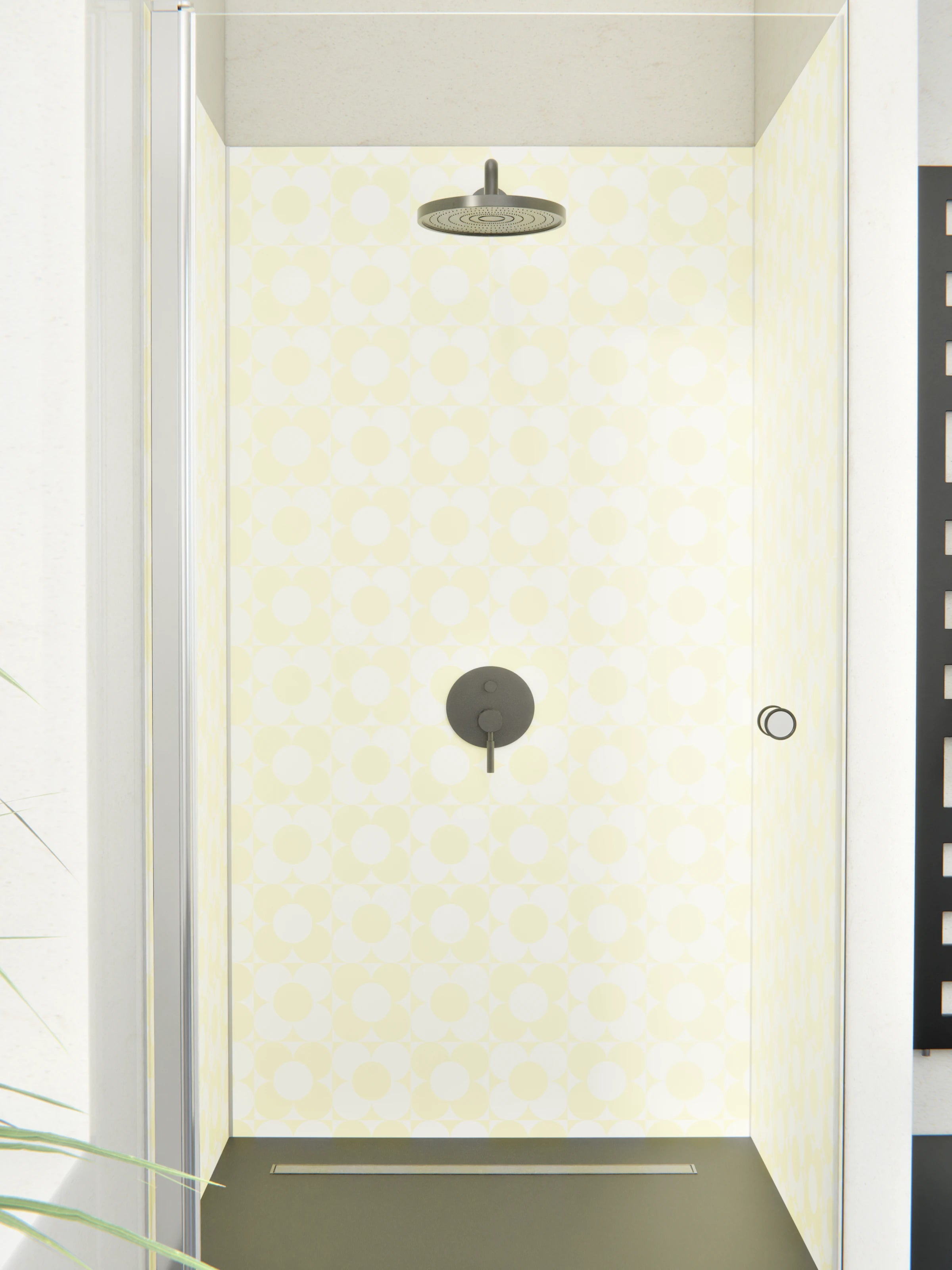 Duschrückwand - Retro - Primavera - Limone crema
