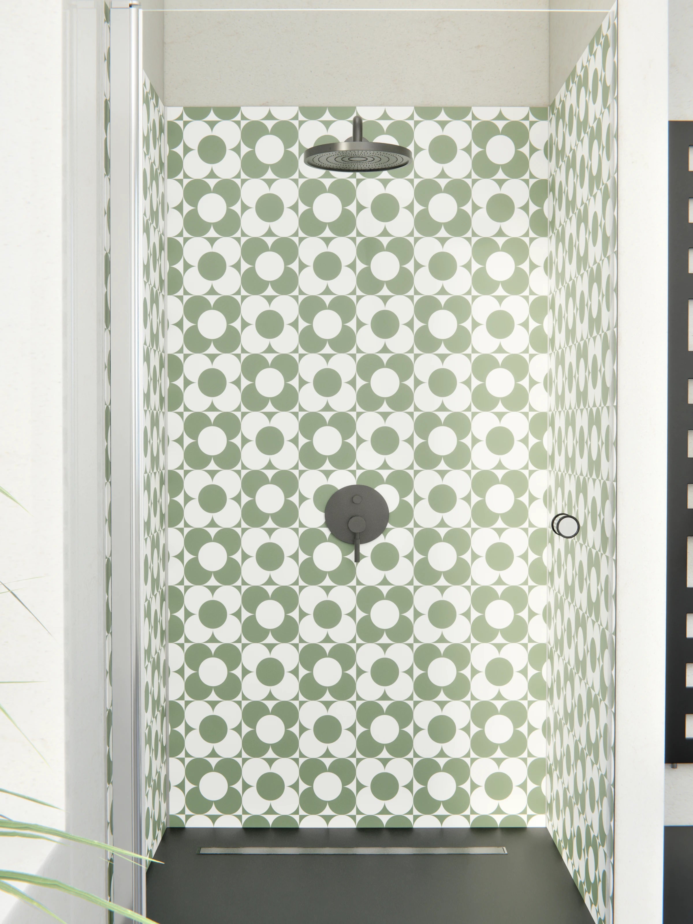 Duschrückwand - Retro - Primavera - Oliva
