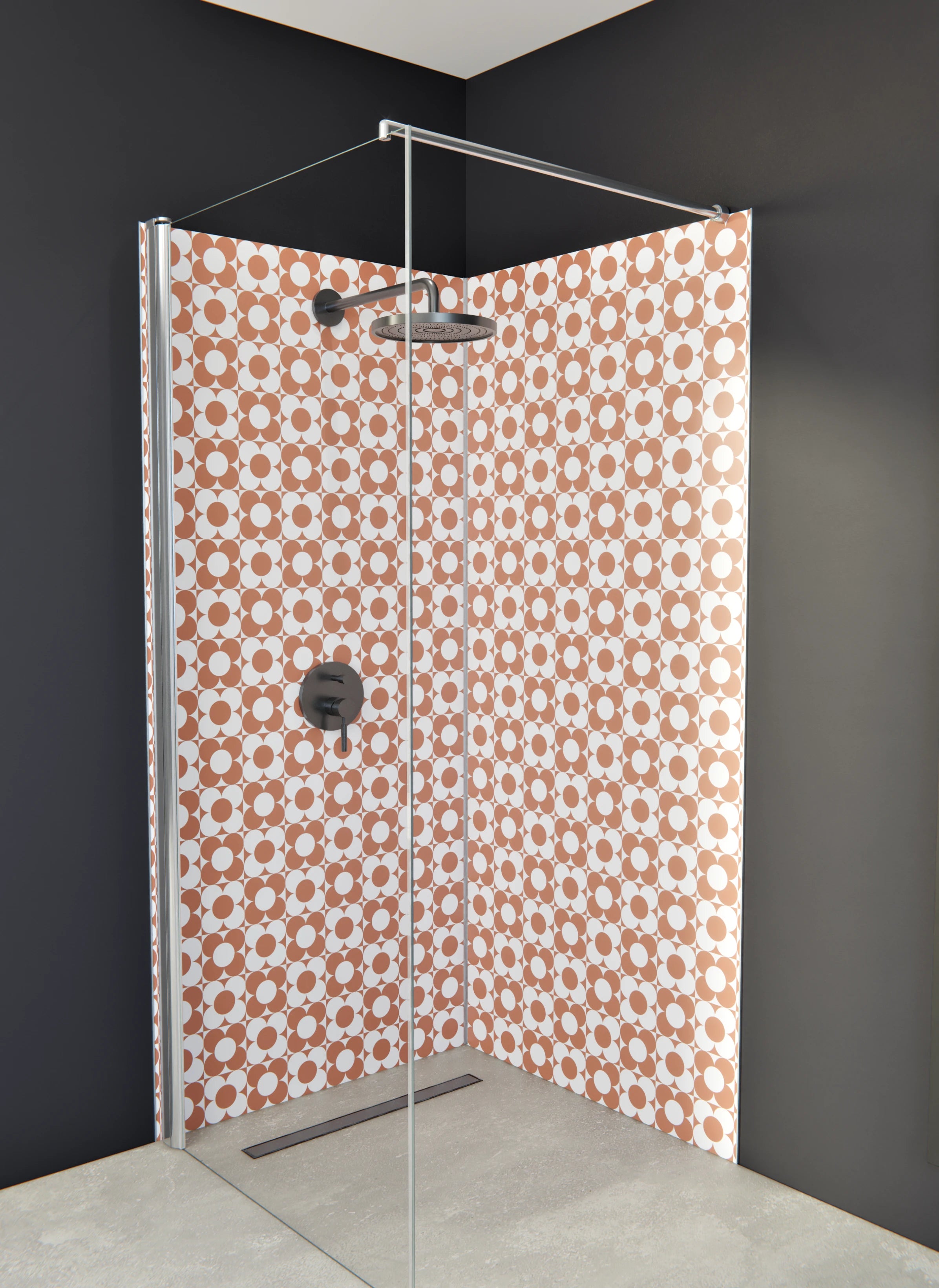 Duschrückwand - Retro - Primavera - Terracotta