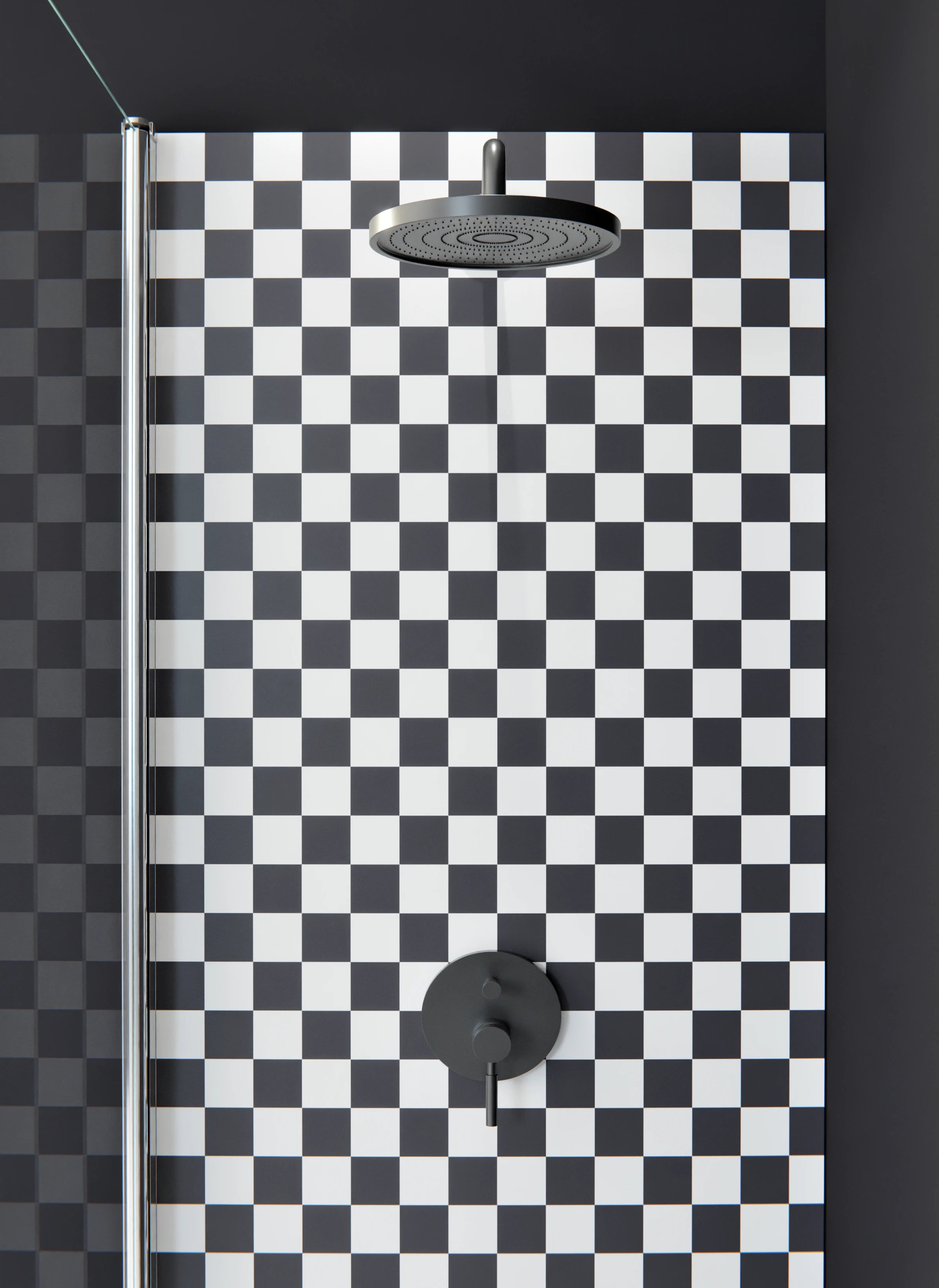 Duschrückwand - Retro - Scacco - Antracite - Scacco