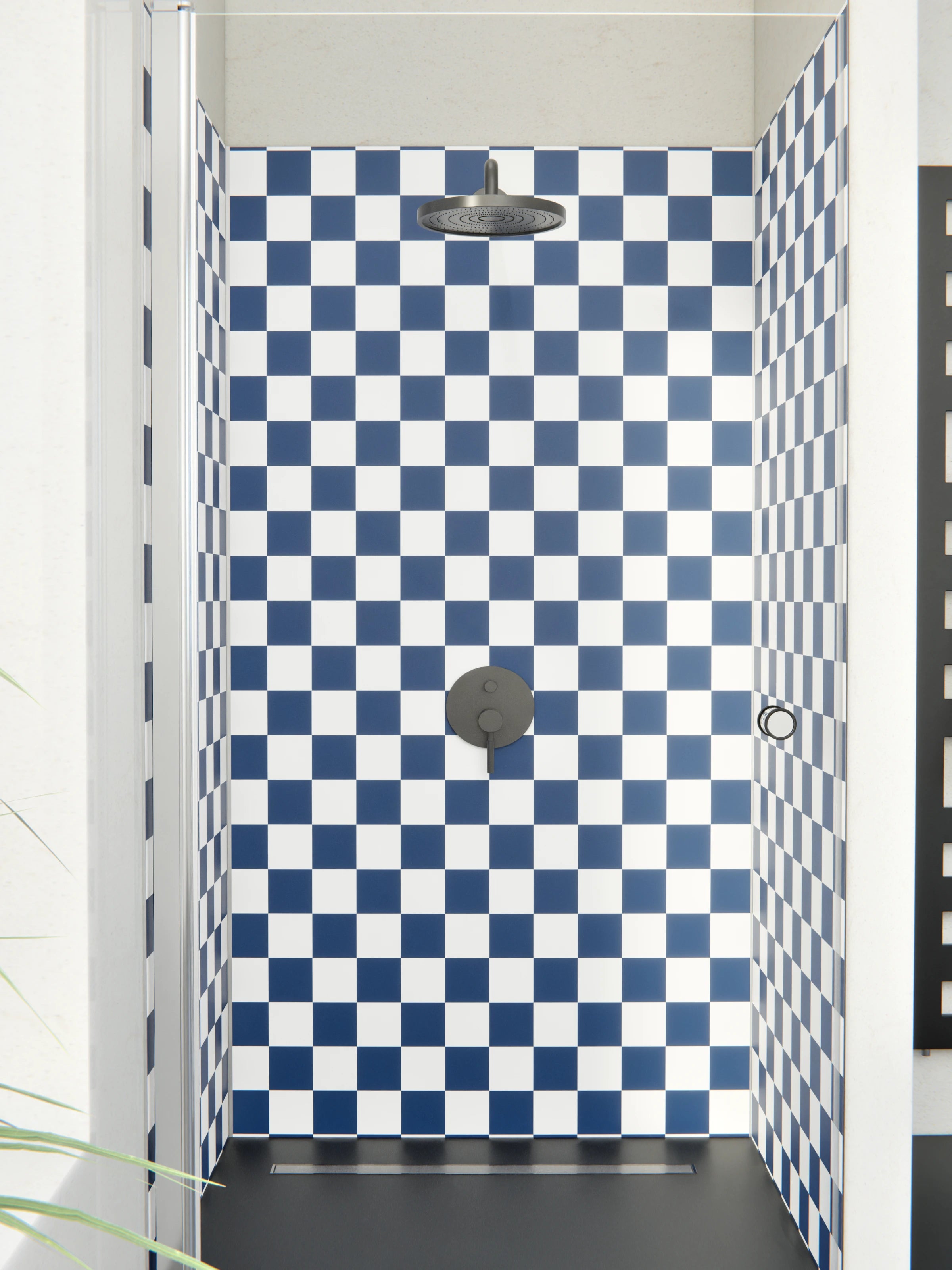 Duschrückwand - Retro - Scacco - Blu notte - Scacco