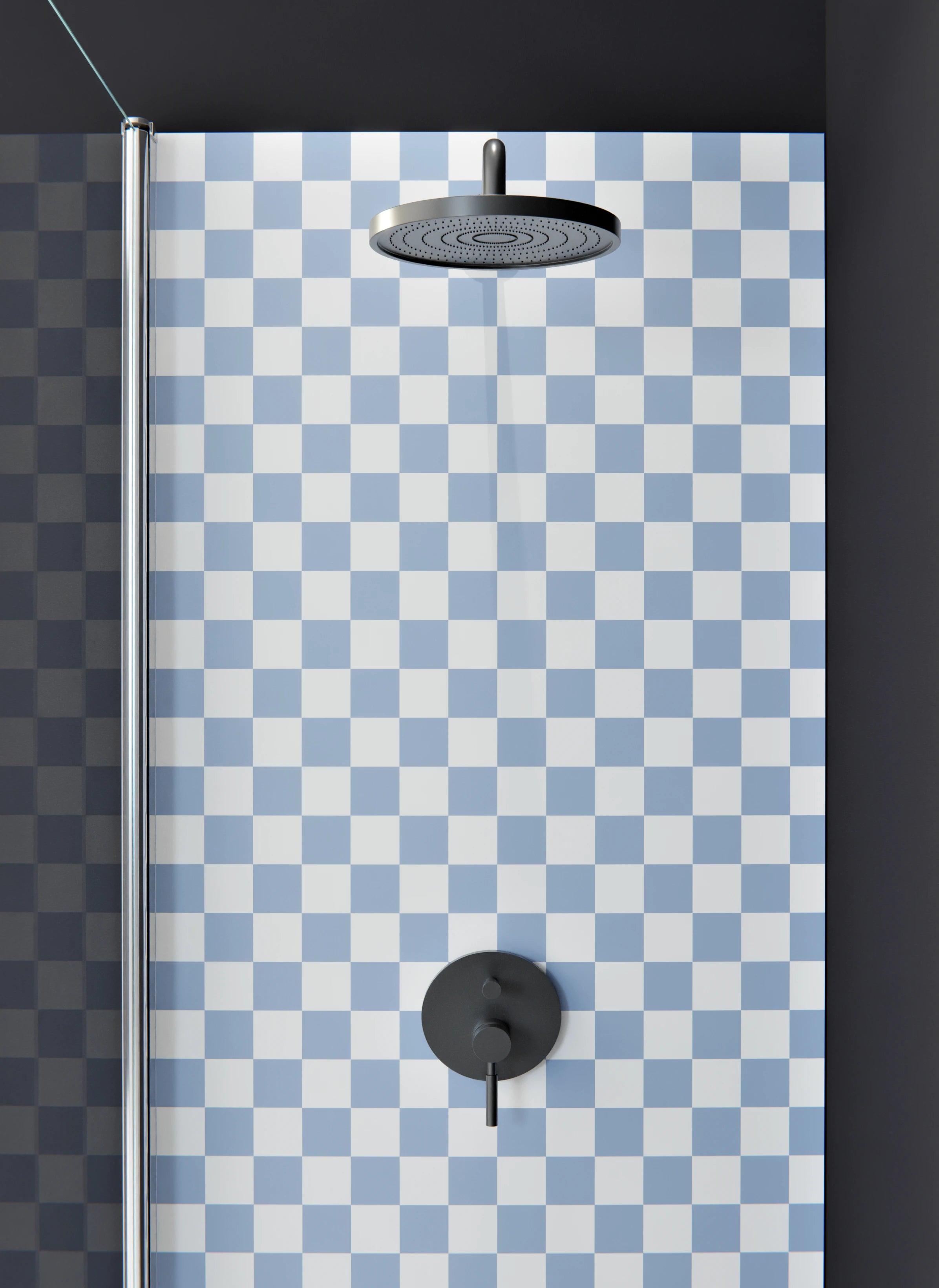 Duschrückwand - Retro - Scacco - Ceruleo - Scacco
