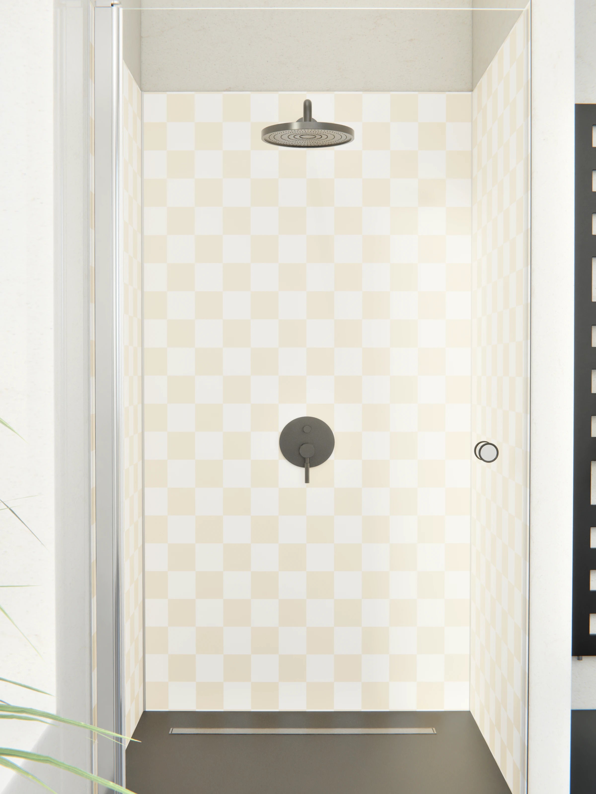 Duschrückwand - Retro - Scacco - Crema - Scacco