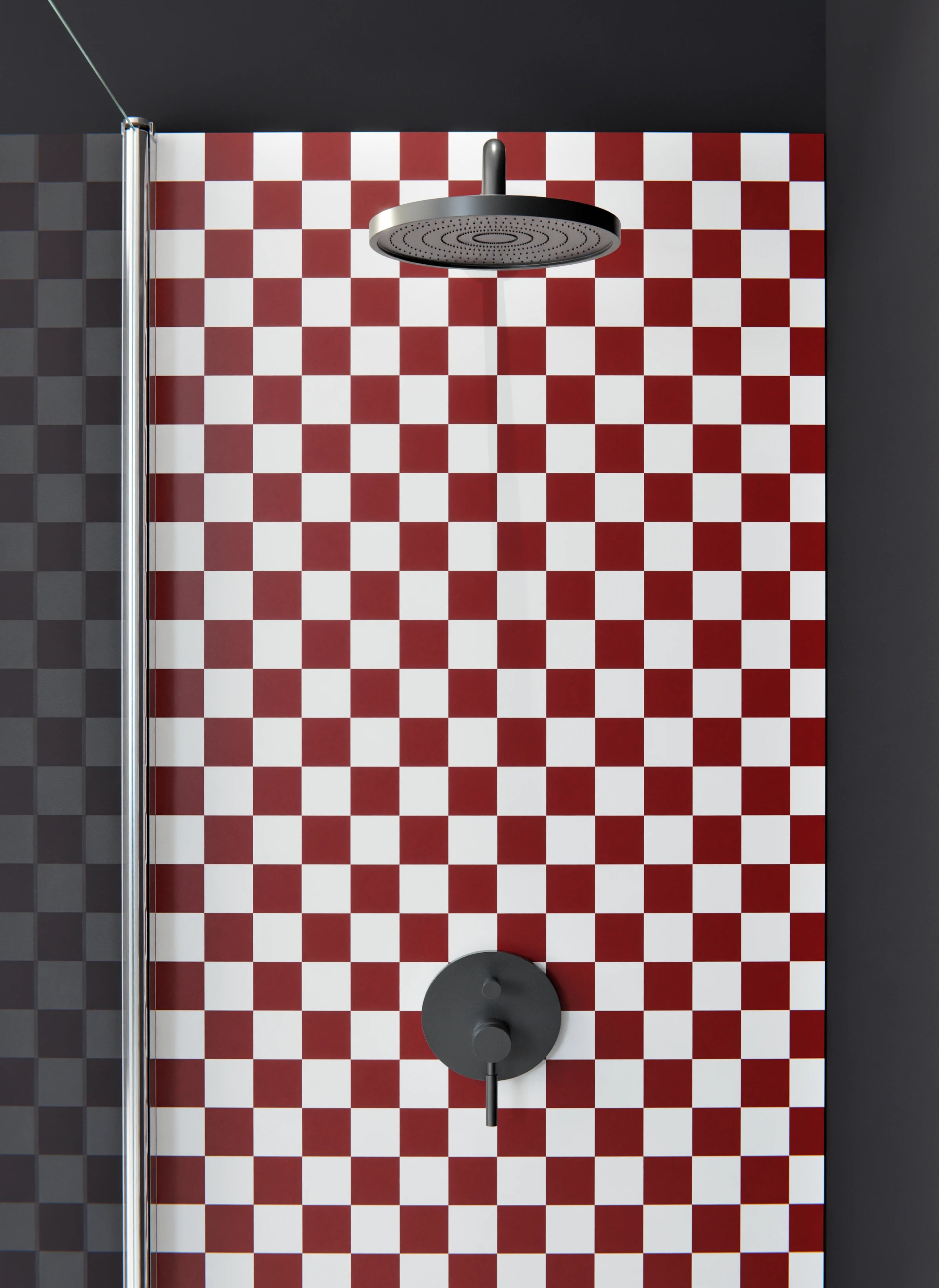 Duschrückwand - Retro - Scacco - Granata - Scacco