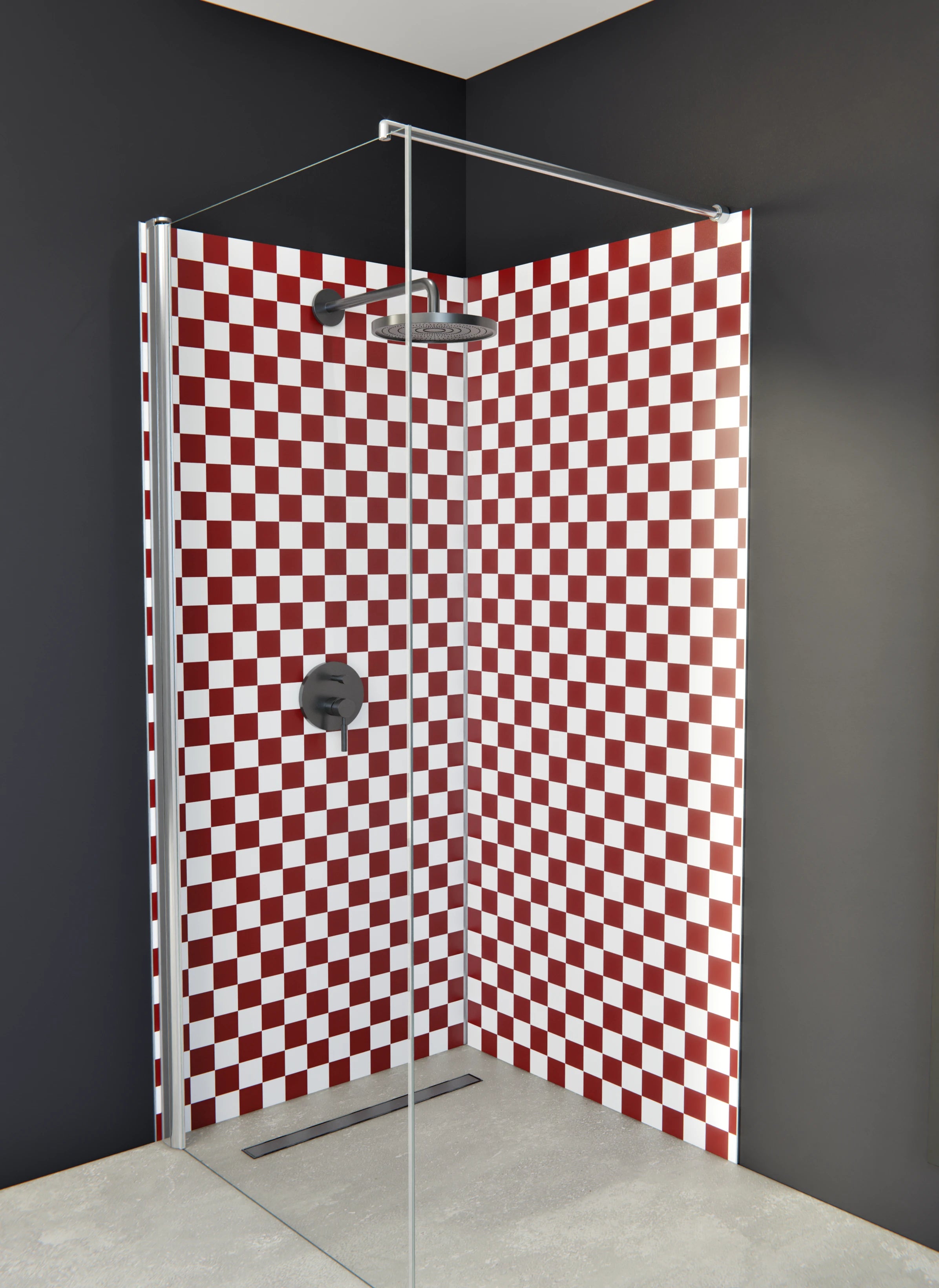 Duschrückwand - Retro - Scacco - Granata - Scacco
