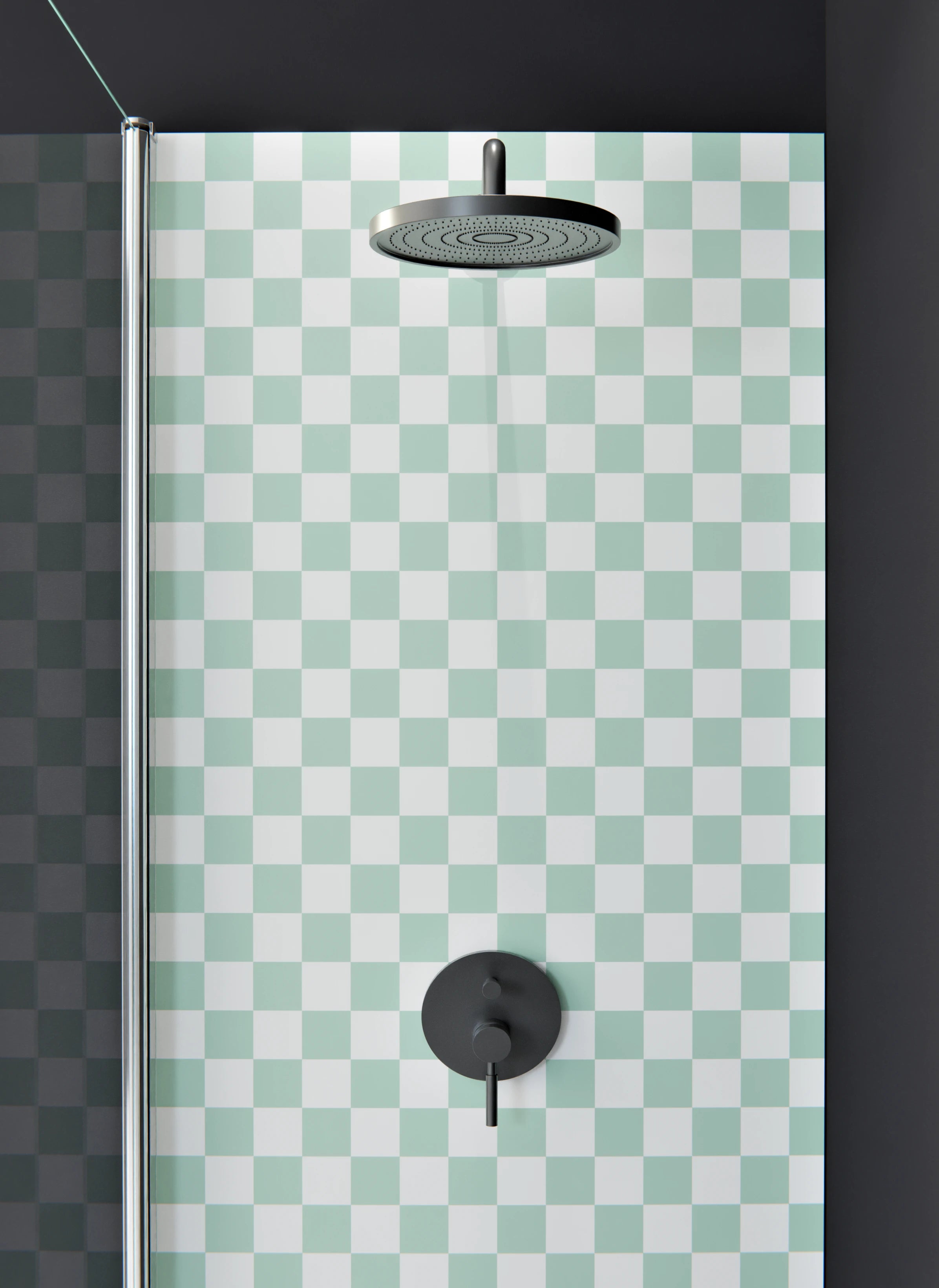 Duschrückwand - Retro - Scacco - Menta - Scacco