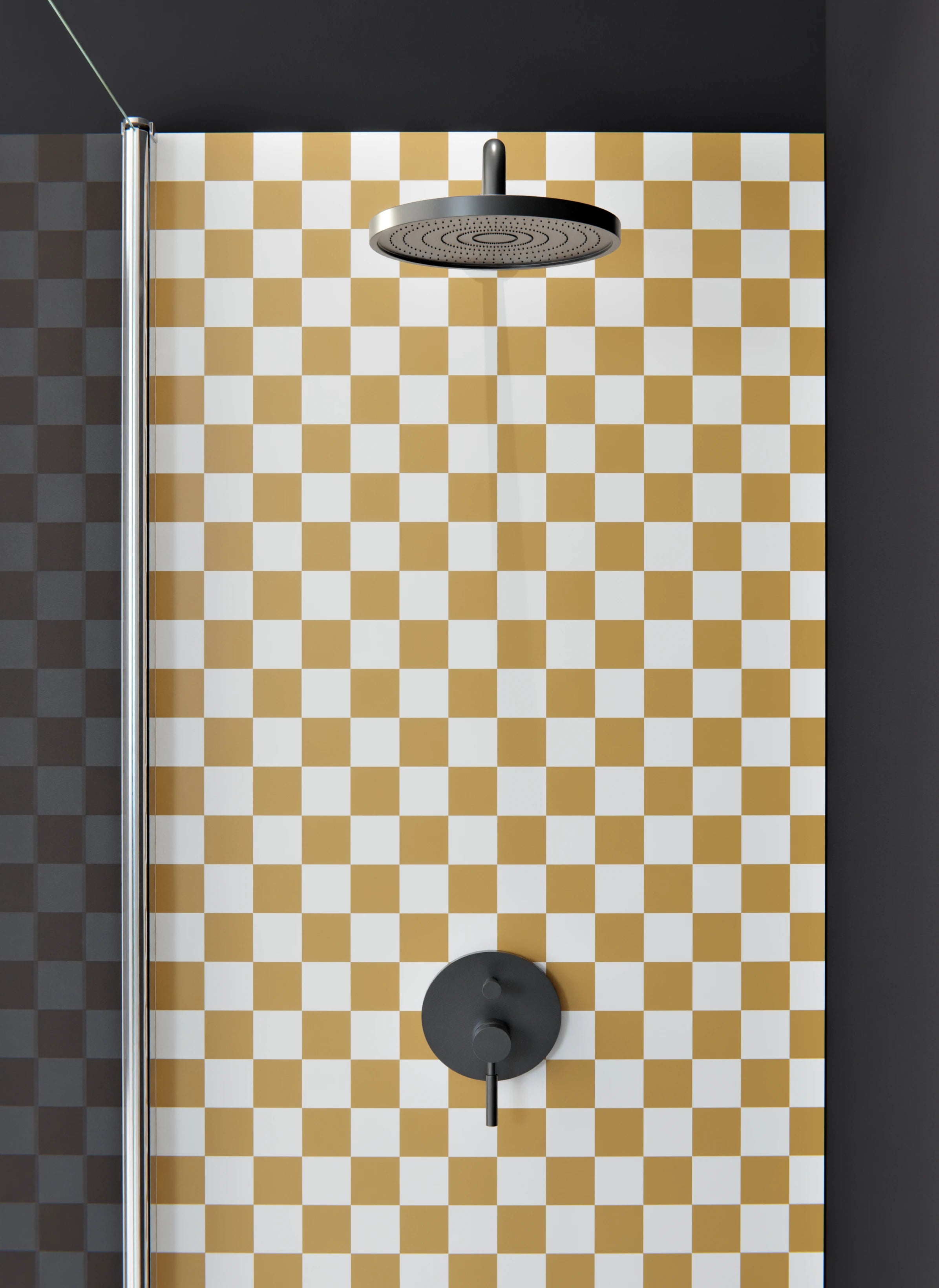 Duschrückwand - Retro - Scacco - Ocra - Scacco