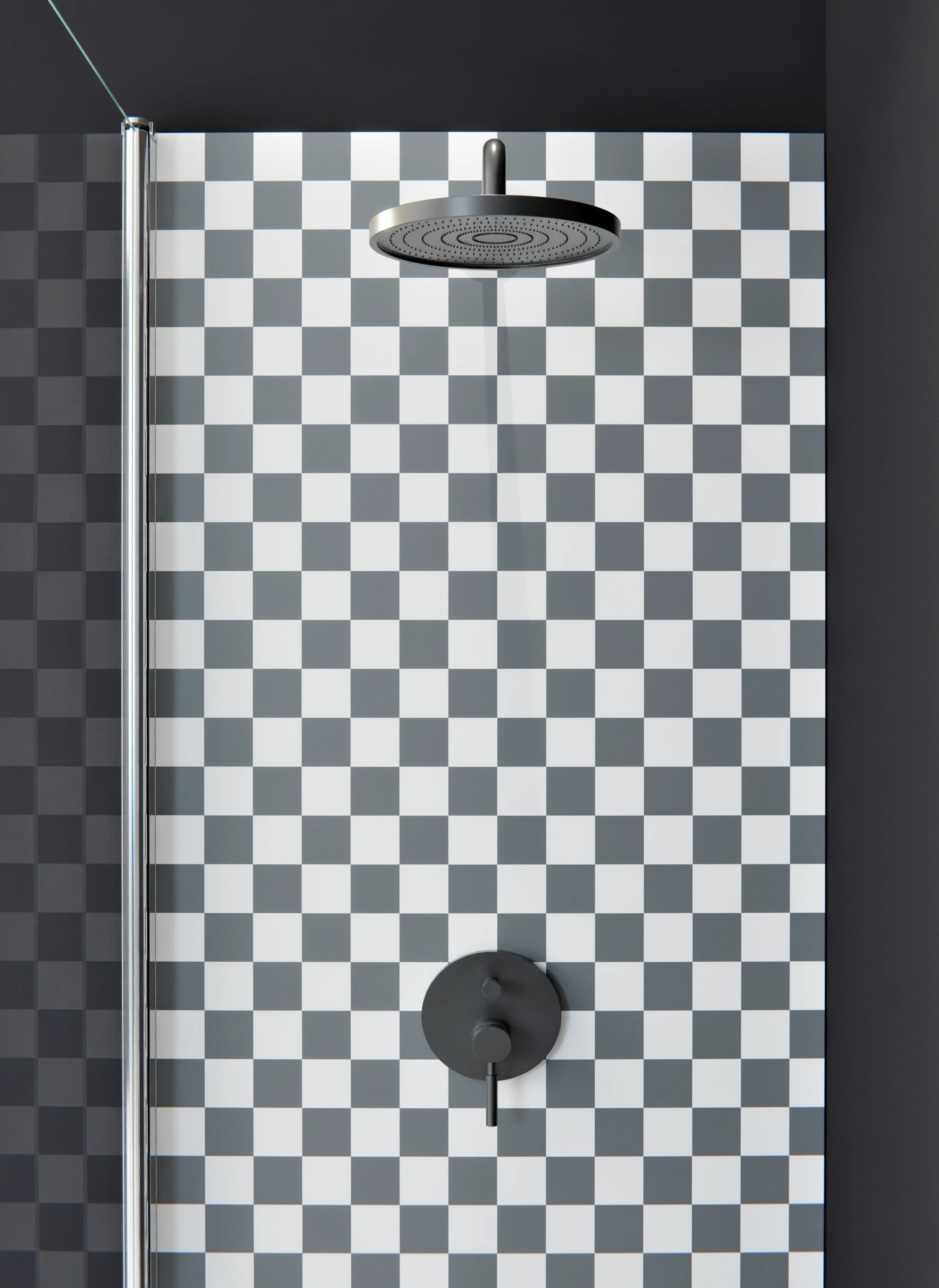 Duschrückwand - Retro - Scacco - Piombo - Scacco