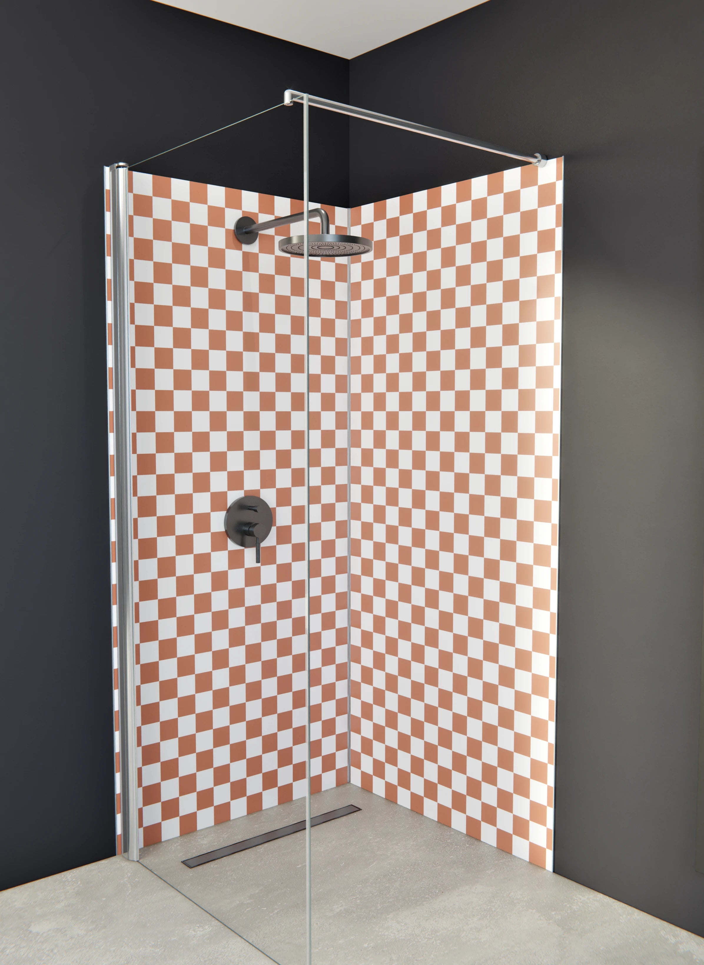 Duschrückwand - Retro - Scacco - Terracotta - Scacco