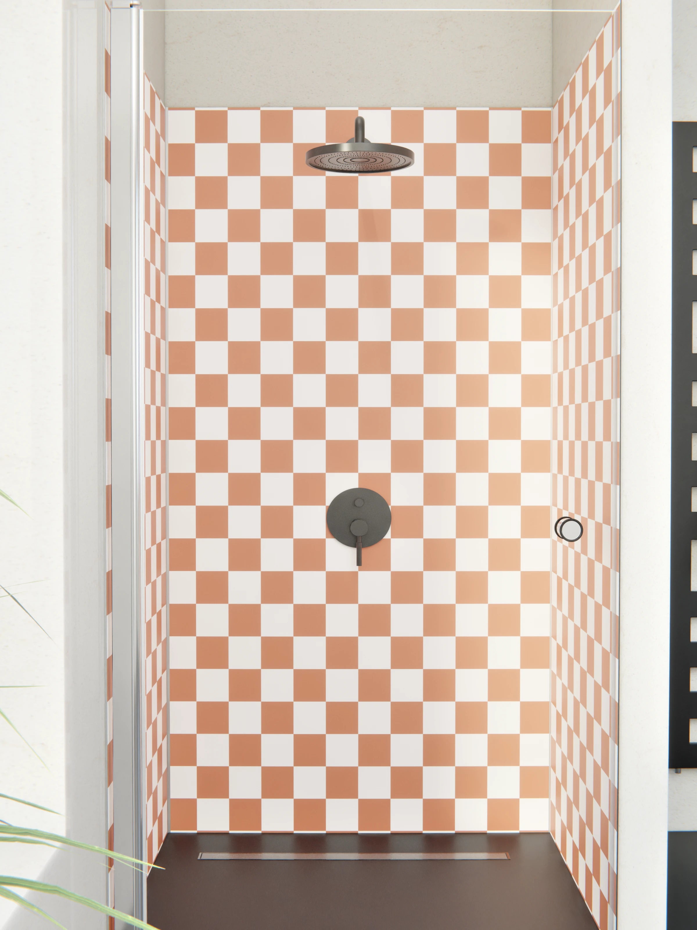 Duschrückwand - Retro - Scacco - Terracotta - Scacco