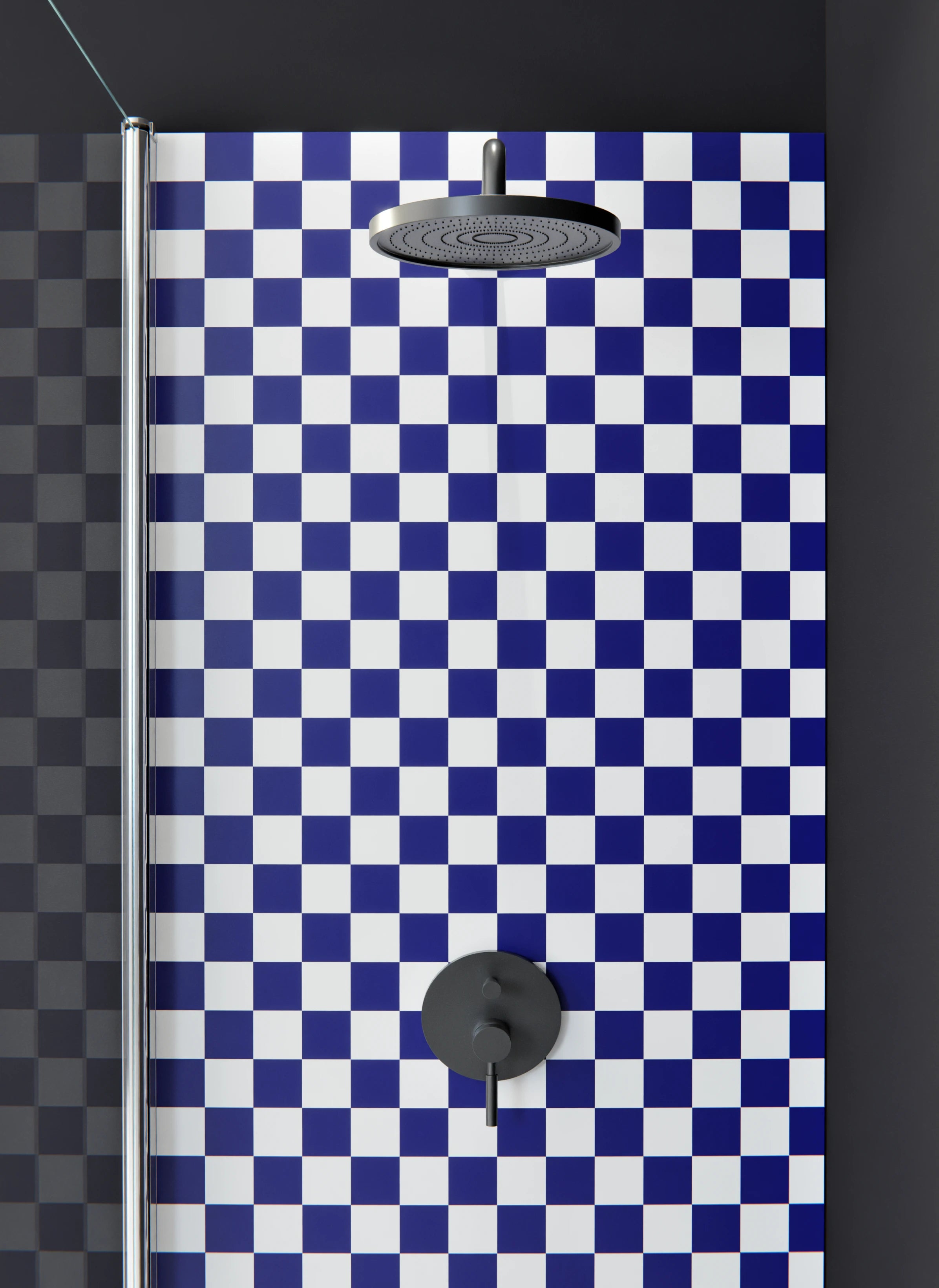 Duschrückwand - Retro - Scacco - Zaffiro - Scacco
