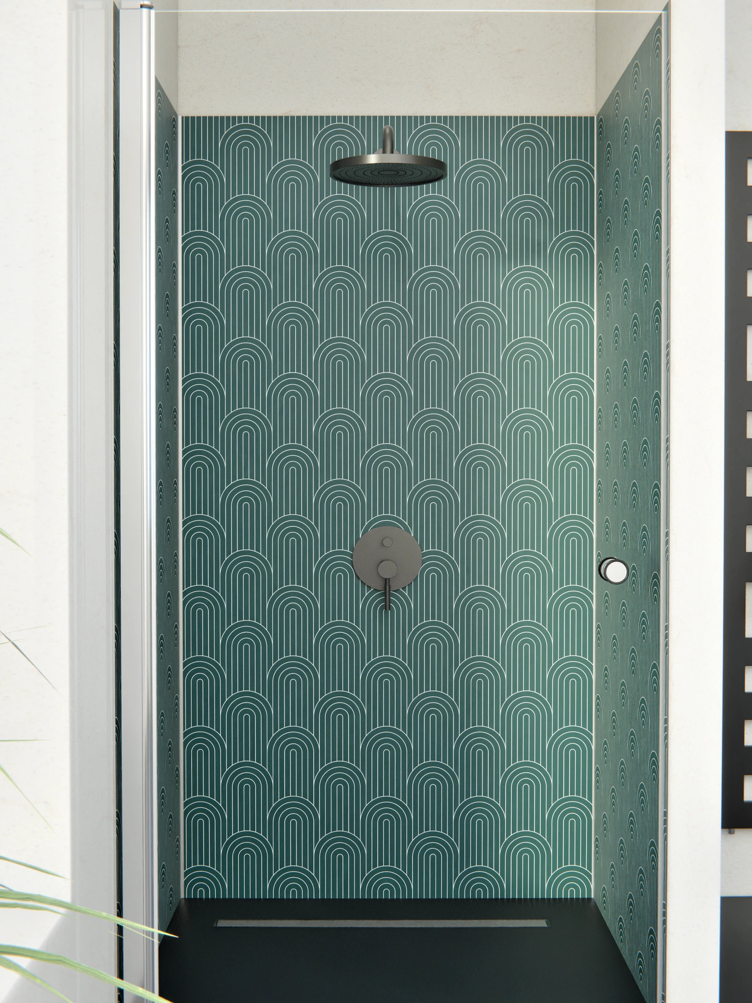 Duschrückwand - Simmetria - Arcate - Verde petrolio