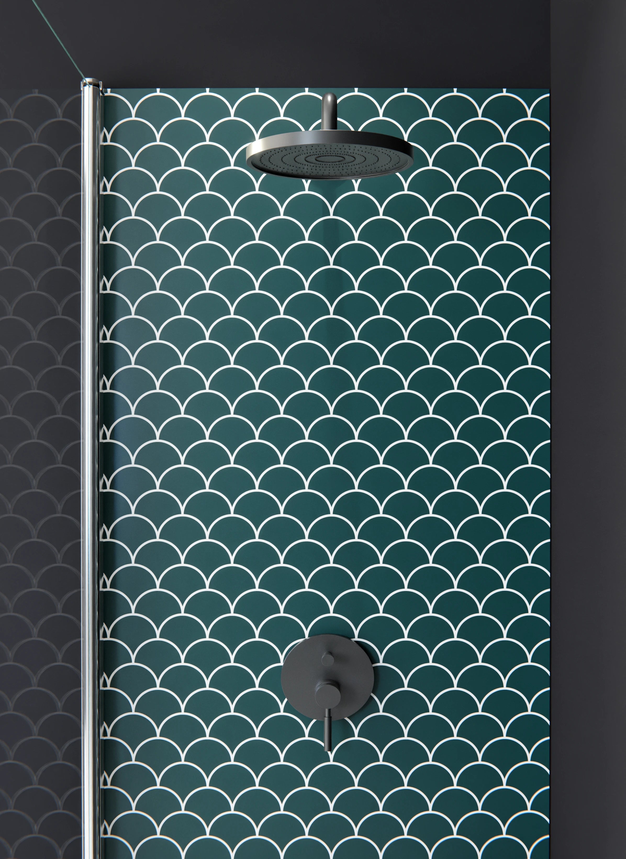 Duschrückwand - Simmetria - Imperiale - Verde petrolio