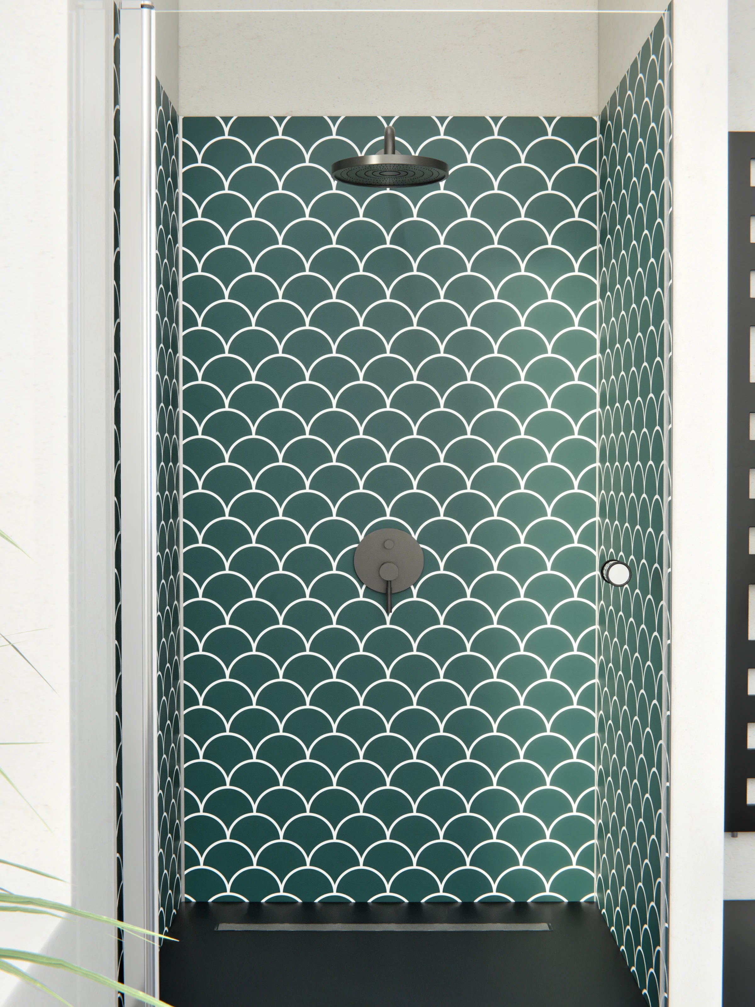 Duschrückwand - Simmetria - Imperiale - Verde petrolio