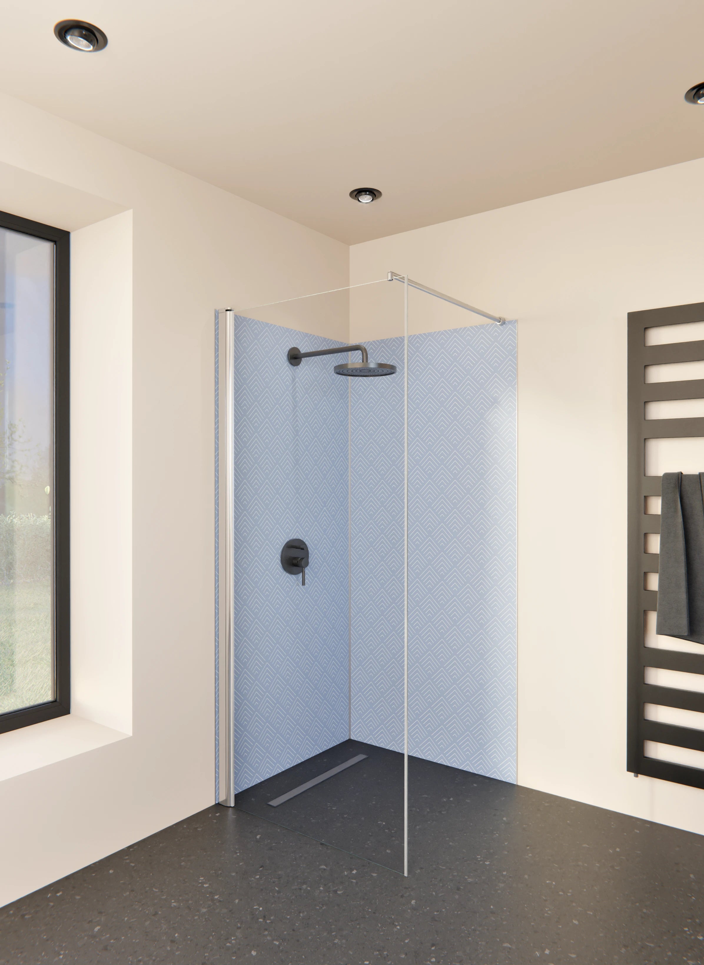 Duschrückwand - Simmetria - Incanto - Ceruleo