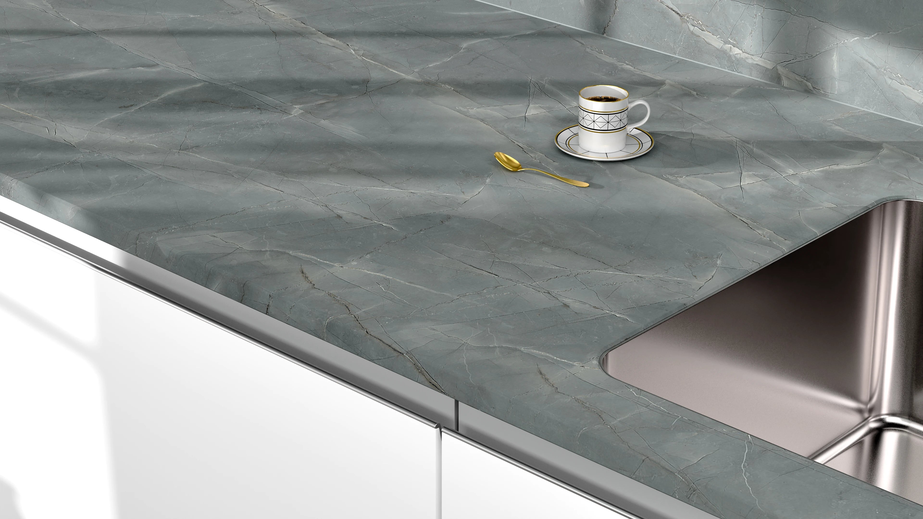 Arbeitsplatte - Stone Marble Green-Grey